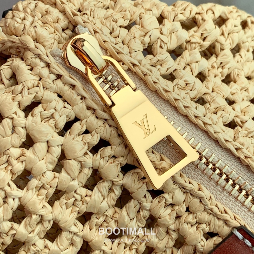 루이비통 힐스 포쉐트 라피아 레더 트리밍 체인 핸들 내추럴 클러치 Louis Vuitton Hills Pochette Raffia Leather Trim Chain Handle Natural Clutch M14304 18.5cm 6
