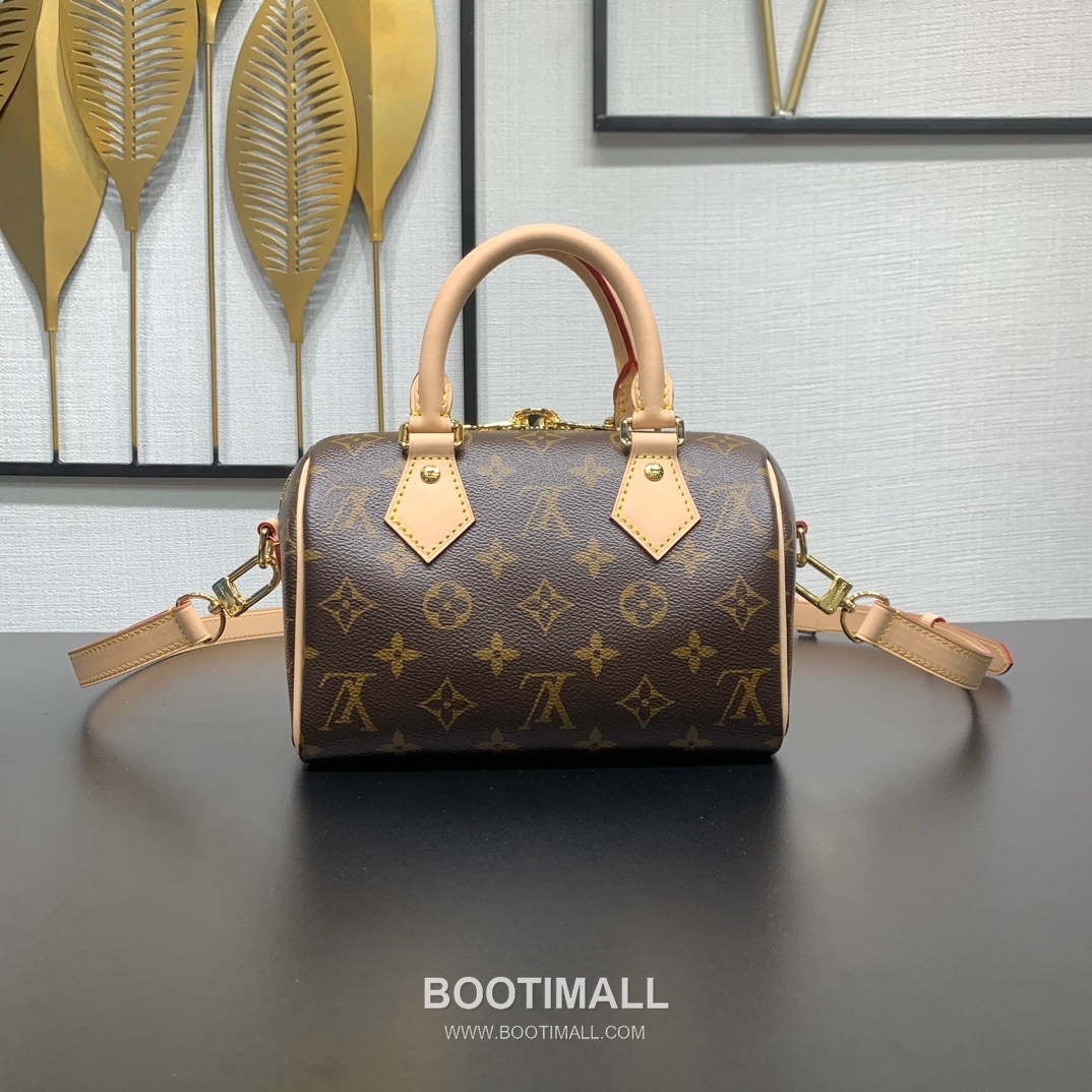 루이비통 스피디 반둘리에 20 모노그램 캔버스 레더 트리밍 브라운 더플백 Louis Vuitton Speedy Bandouliere 20 Monogram Canvas Leather Trim Brown Duffle Bag M46235 20.5cm 2