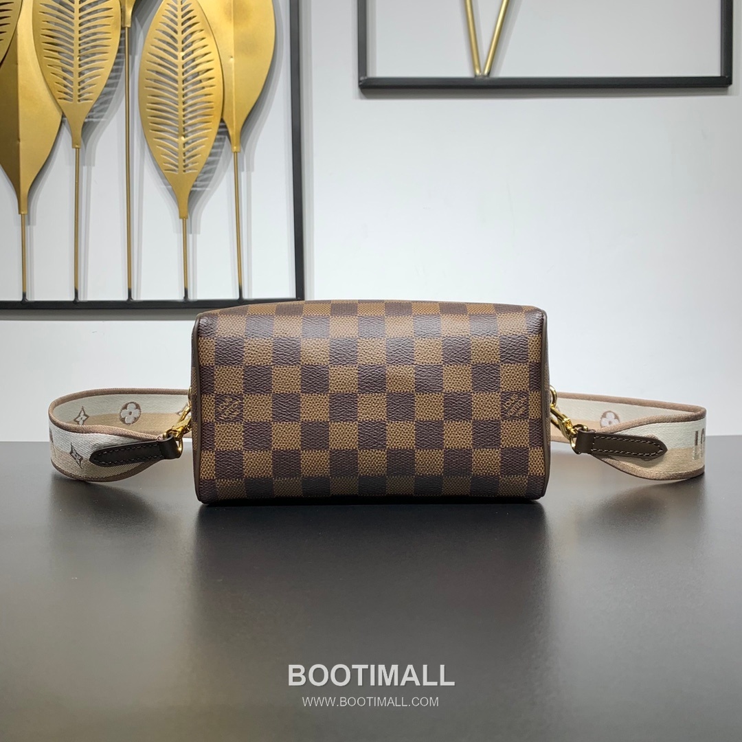 루이비통 스피디 반둘리에 20 다미에 에벤 캔버스 레더 트리밍 브라운 더플백 Louis Vuitton Speedy Bandouliere 20 Damier Ebene Canvas Leather Trim Brown Duffle Bag N40489 20.5cm 3