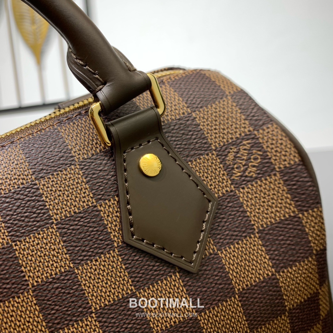 루이비통 스피디 반둘리에 20 다미에 에벤 캔버스 레더 트리밍 브라운 더플백 Louis Vuitton Speedy Bandouliere 20 Damier Ebene Canvas Leather Trim Brown Duffle Bag N40489 20.5cm 7