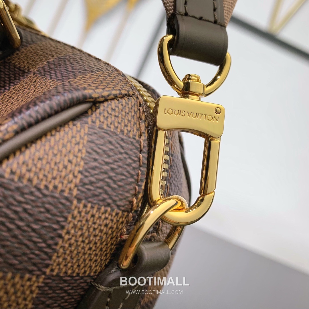 루이비통 스피디 반둘리에 20 다미에 에벤 캔버스 레더 트리밍 브라운 더플백 Louis Vuitton Speedy Bandouliere 20 Damier Ebene Canvas Leather Trim Brown Duffle Bag N40489 20.5cm 8