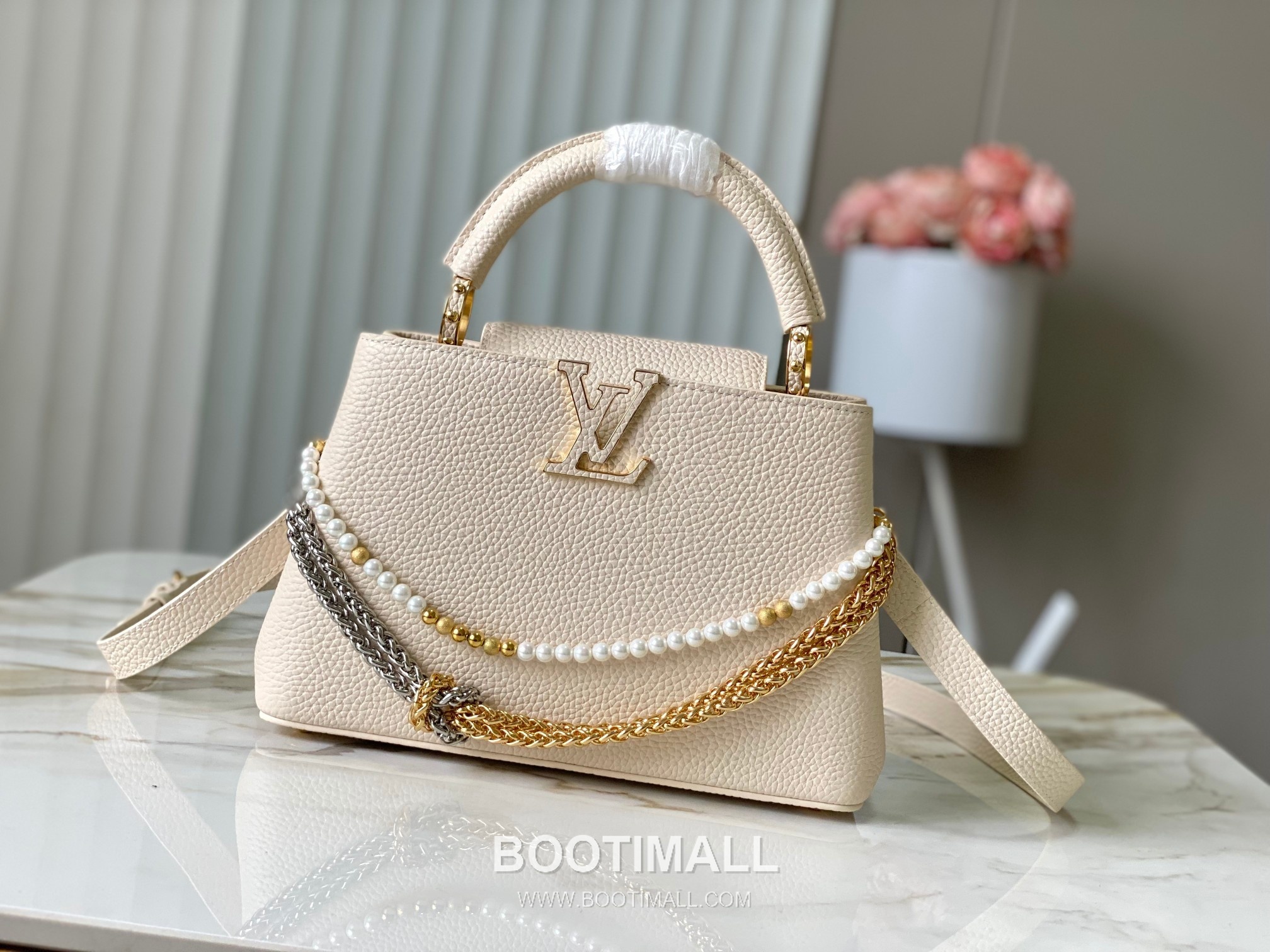 루이비통 카퓌신 모노그램 타우릴론 레더 더블체인 버건디 숄더백 Louis Vuitton Capucines Monogram Taurillon Leather Double Chain Burgundy Shoulder Bag M27308 27cm 1