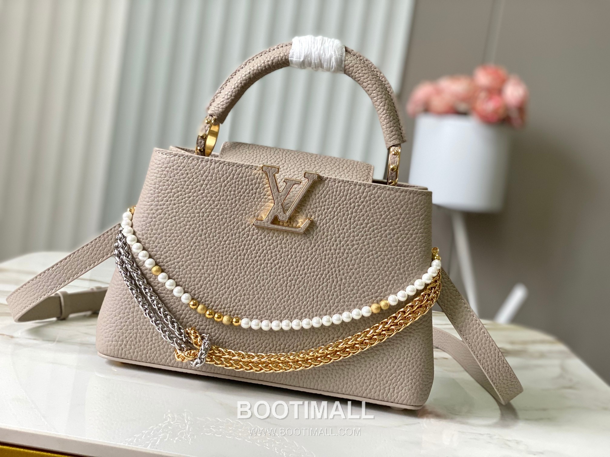 루이비통 카퓌신 모노그램 타우릴론 레더 더블체인 버건디 숄더백 Louis Vuitton Capucines Monogram Taurillon Leather Double Chain Burgundy Shoulder Bag M27308 27cm 1