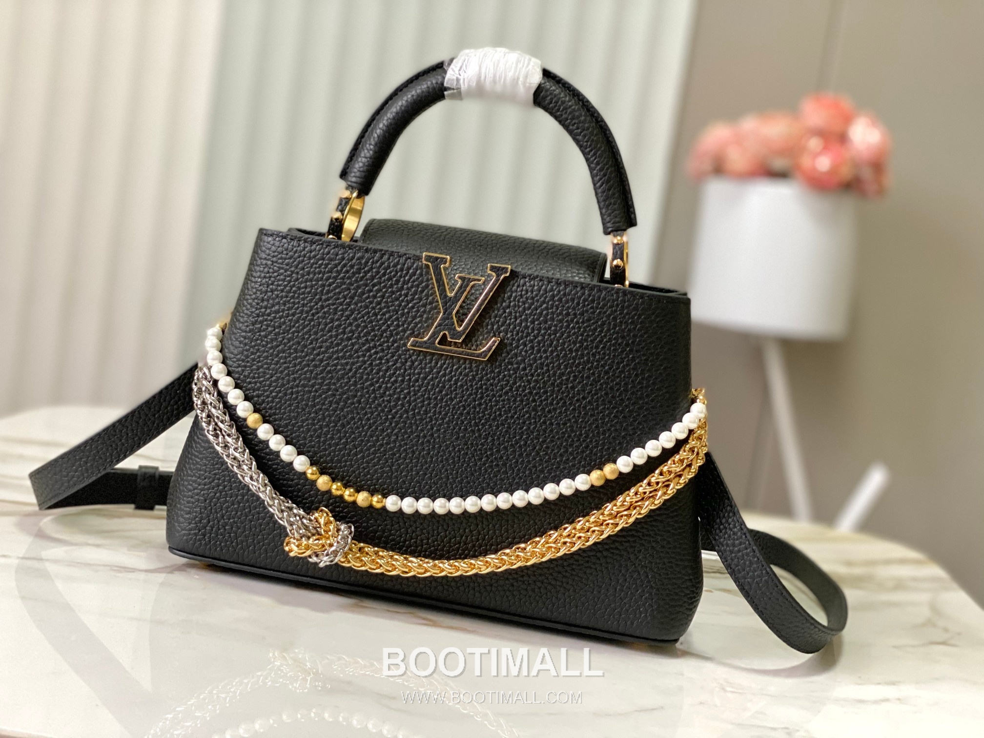 루이비통 카퓌신 모노그램 타우릴론 레더 더블체인 버건디 숄더백 Louis Vuitton Capucines Monogram Taurillon Leather Double Chain Burgundy Shoulder Bag M27308 27cm 1