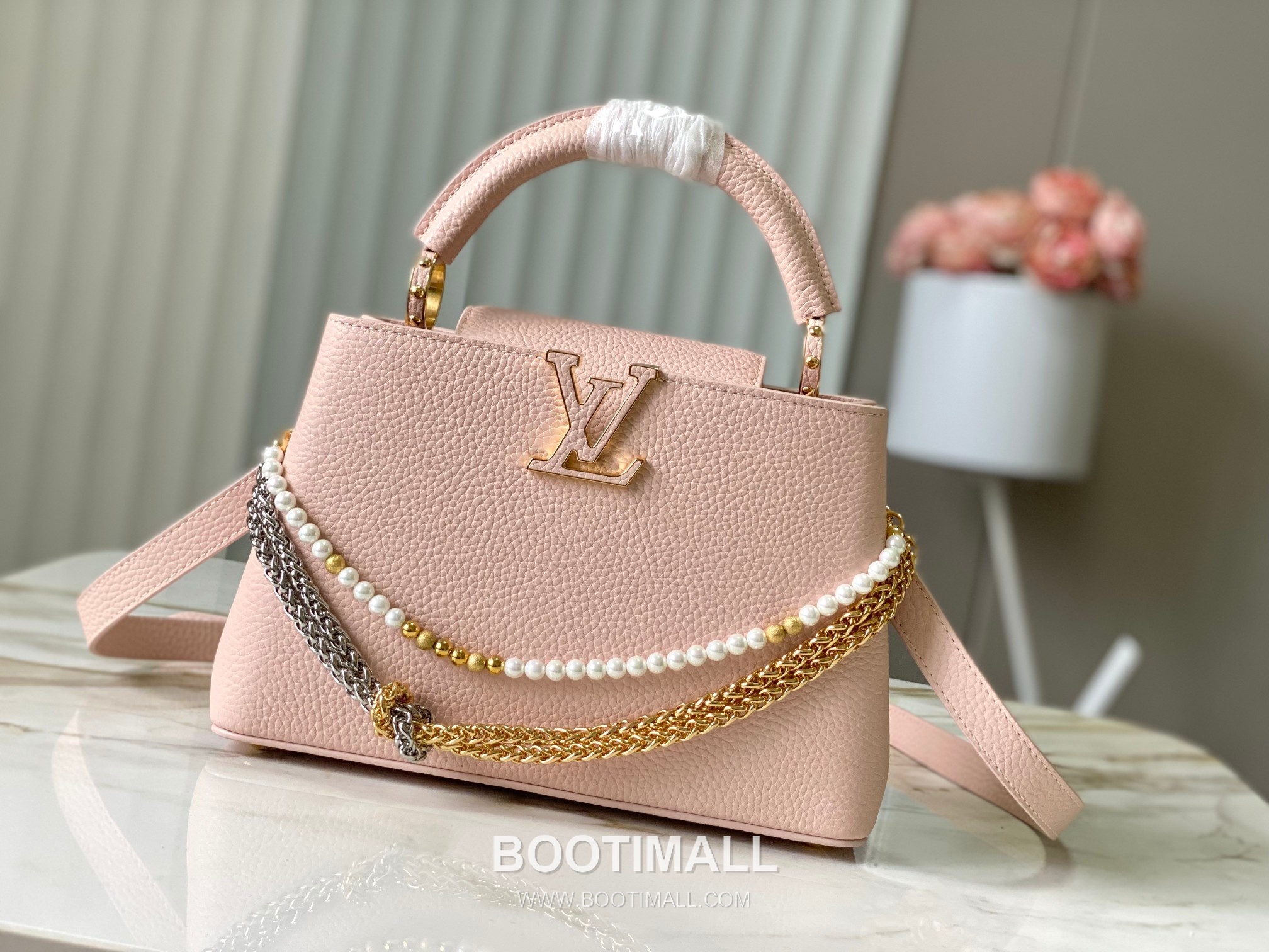 루이비통 카퓌신 모노그램 타우릴론 레더 더블체인 버건디 숄더백 Louis Vuitton Capucines Monogram Taurillon Leather Double Chain Burgundy Shoulder Bag M27309 27cm 1