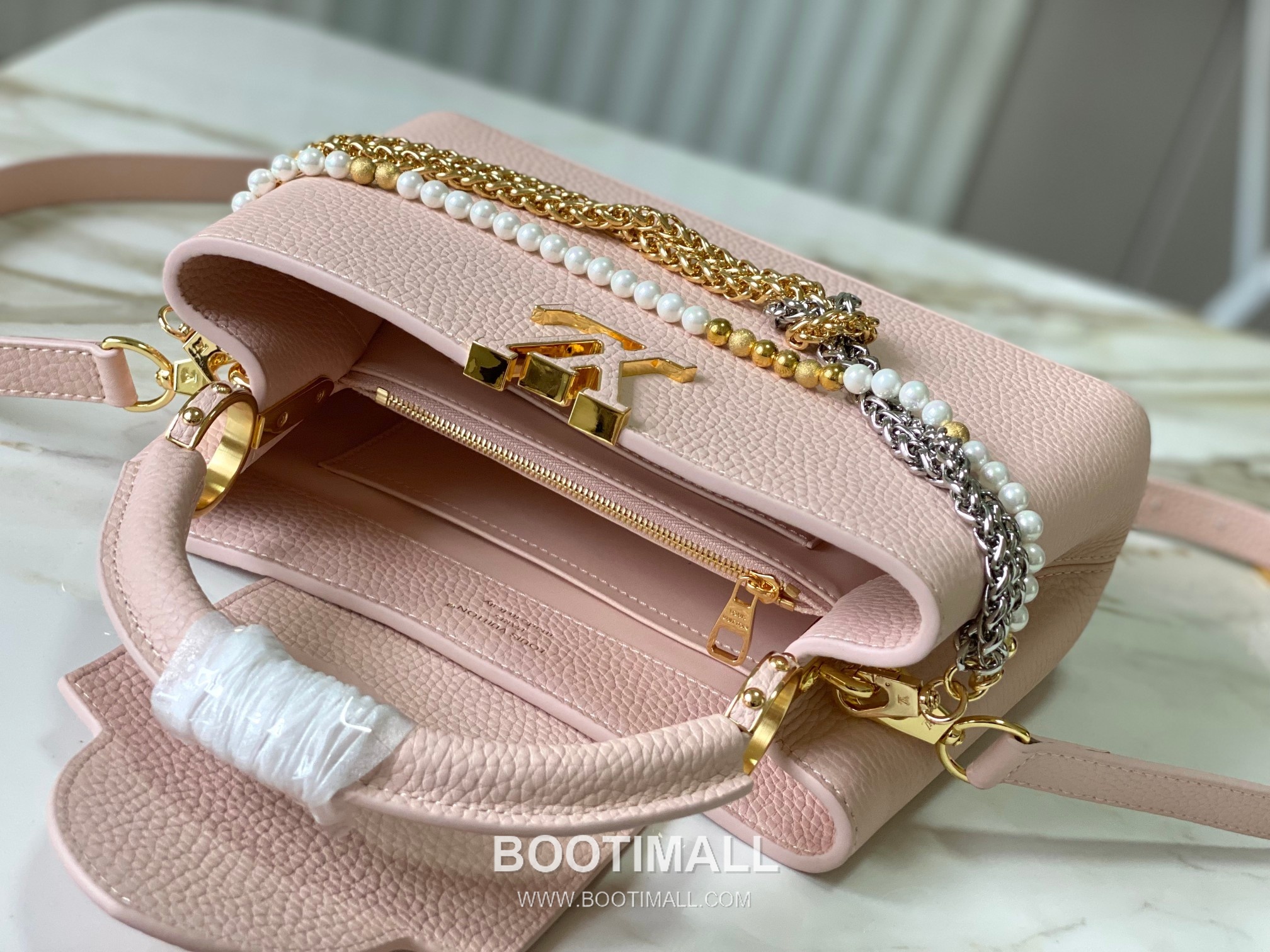 루이비통 카퓌신 모노그램 타우릴론 레더 더블체인 버건디 숄더백 Louis Vuitton Capucines Monogram Taurillon Leather Double Chain Burgundy Shoulder Bag M27309 27cm 5