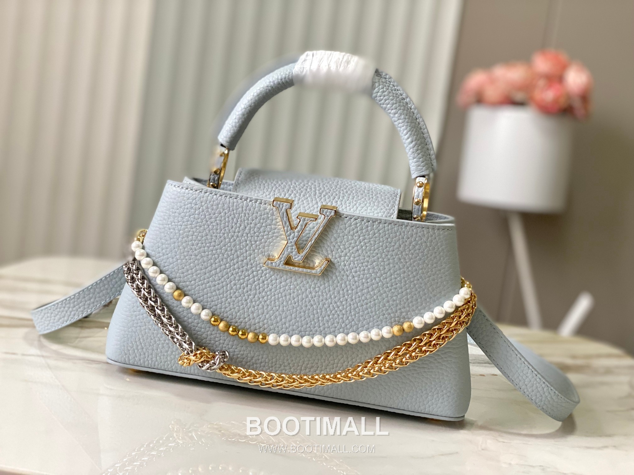 루이비통 카퓌신 모노그램 타우릴론 레더 더블체인 버건디 숄더백 Louis Vuitton Capucines Monogram Taurillon Leather Double Chain Burgundy Shoulder Bag M28199 27cm 1