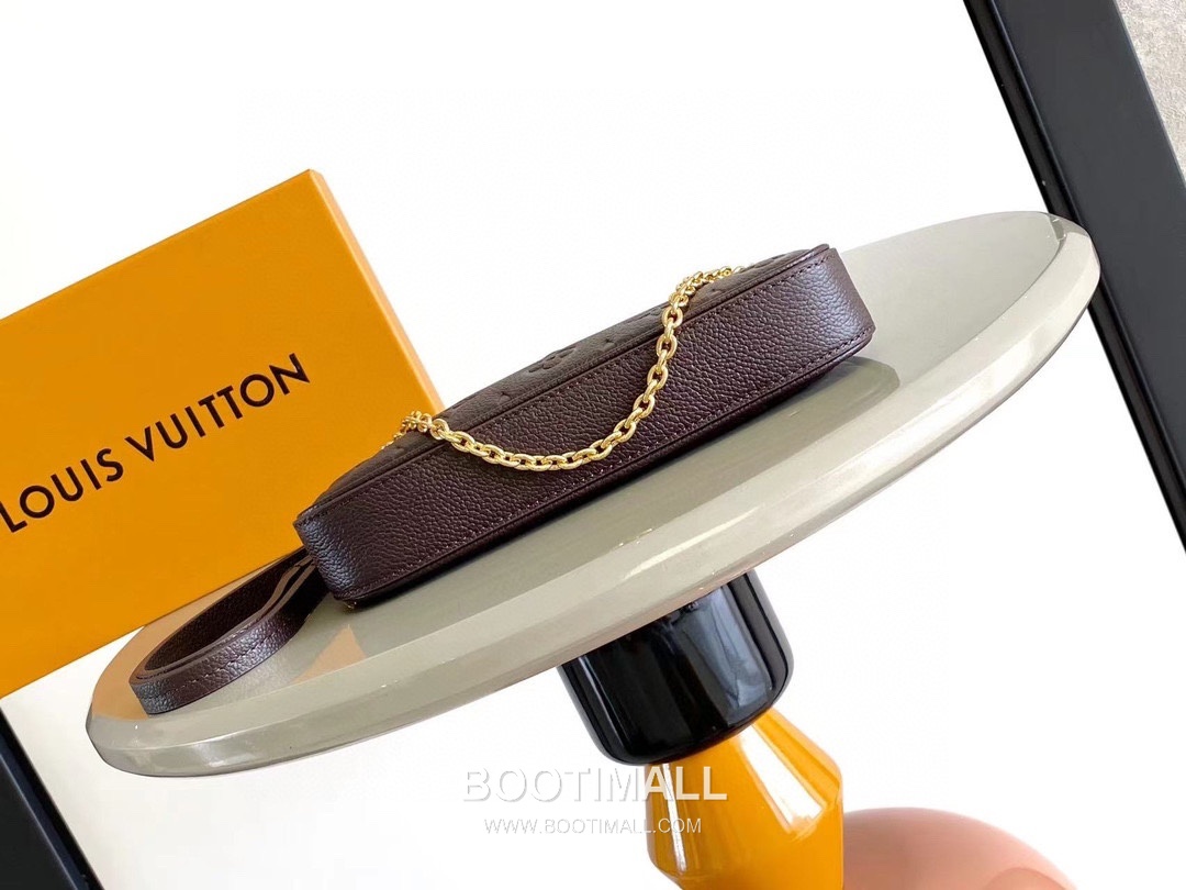 루이비통 이지 파우치 모노그램 레더 체인 D링 샌드 숄더백 버건디 Louis Vuitton Easy Pouch Monogram Leather Chain D-Ring Sand Shoulder Bag M80349 19cm 4