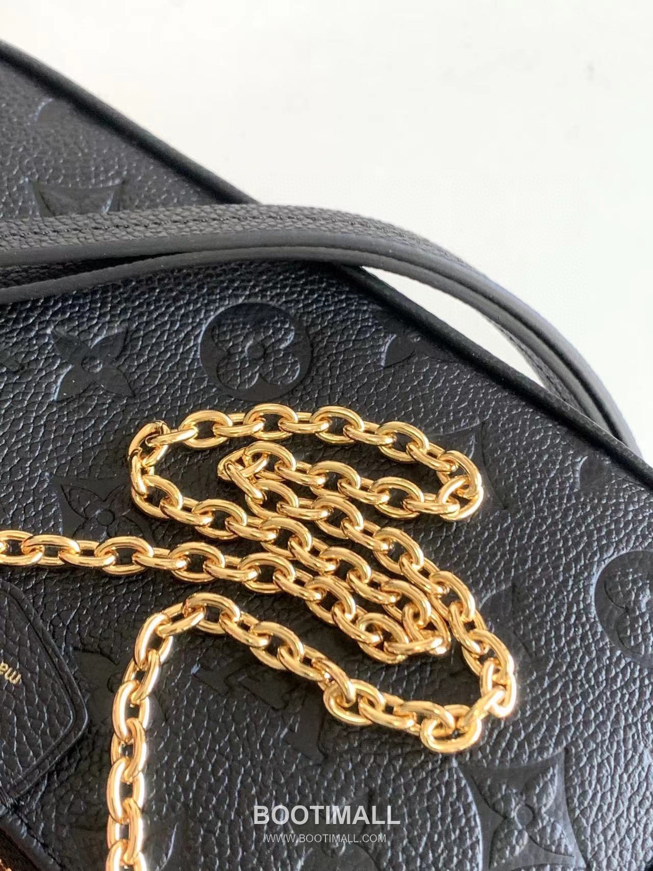 루이비통 이지 파우치 모노그램 레더 체인 D링 샌드 숄더백 블랙 Louis Vuitton Easy Pouch Monogram Leather Chain D-Ring Sand Shoulder Bag M80349 19cm 7