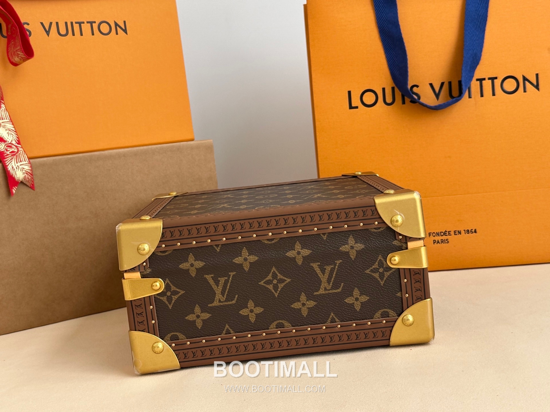 루이비통 주얼리 케이스 벨벳 라이닝 S락 메탈코너 브라운 보관함 Louis Vuitton Jewelry Case Velvet Lining S-Lock Metal Corner Brown Storage Case M4700SP 23cm 2