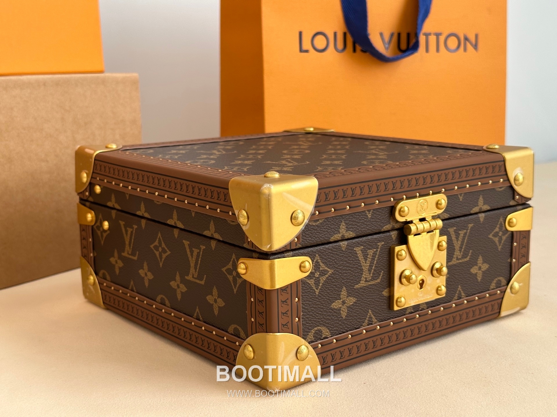 루이비통 주얼리 케이스 벨벳 라이닝 S락 메탈코너 브라운 보관함 Louis Vuitton Jewelry Case Velvet Lining S-Lock Metal Corner Brown Storage Case M4700SP 23cm 4