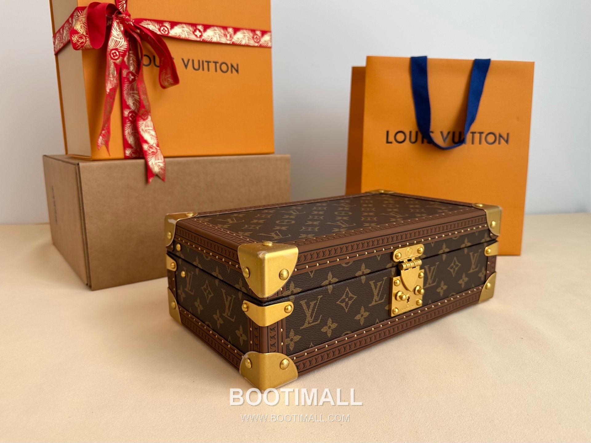 루이비통 워치 케이스 8구 모노그램 캔버스 벨벳 라이닝 실버 하드 트렁크 브라운 보관함 Louis Vuitton Watch Case 8 Slots Monogram Canvas Velvet Lining Silver Hardware Hard Trunk Brown Storage Case M4700B 34cm 4