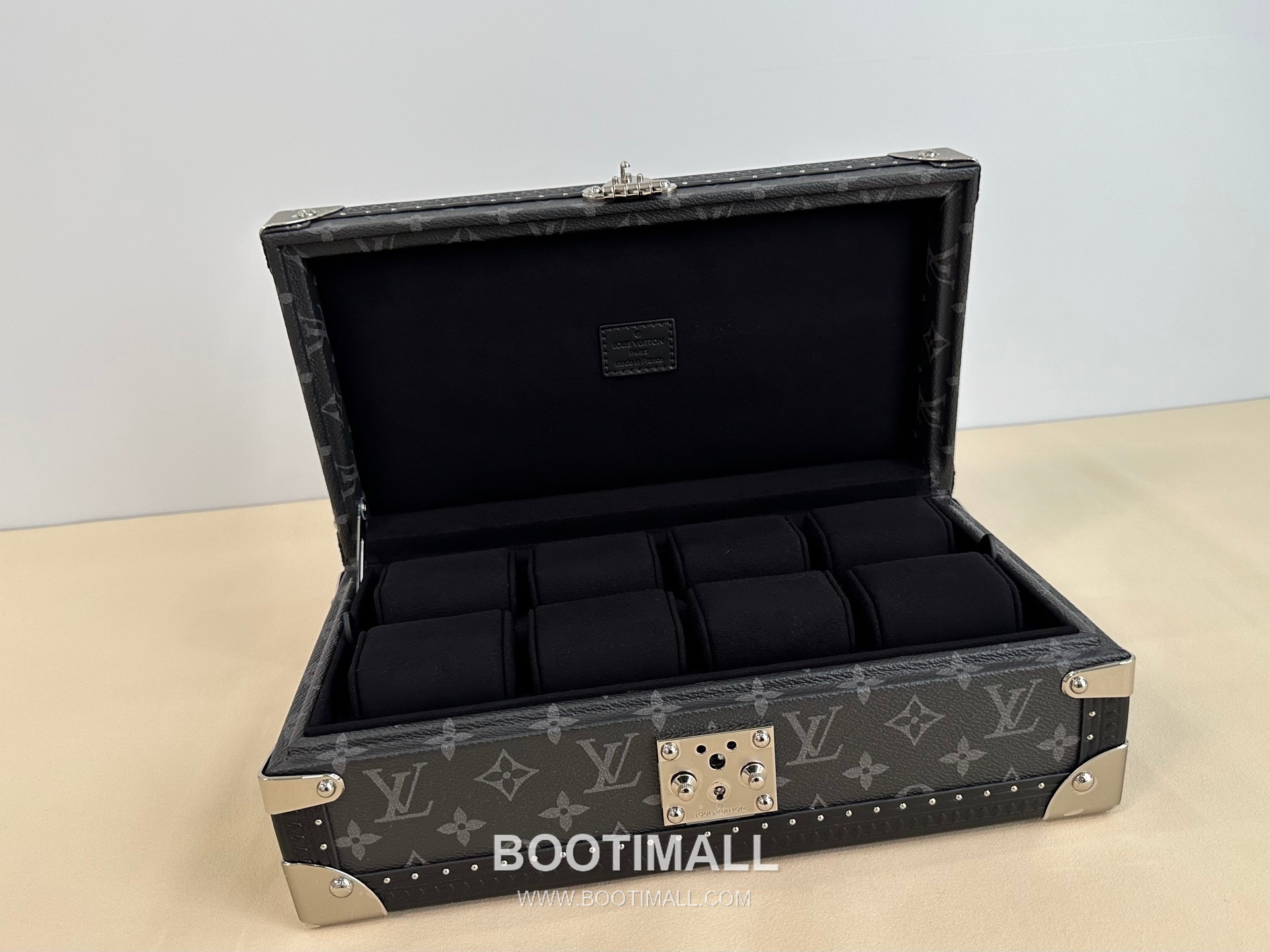루이비통 워치 케이스 8구 모노그램 캔버스 벨벳 라이닝 실버 하드 트렁크 브라운 보관함 Louis Vuitton Watch Case 8 Slots Monogram Canvas Velvet Lining Silver Hardware Hard Trunk Brown Storage Case M4700B 34cm 8