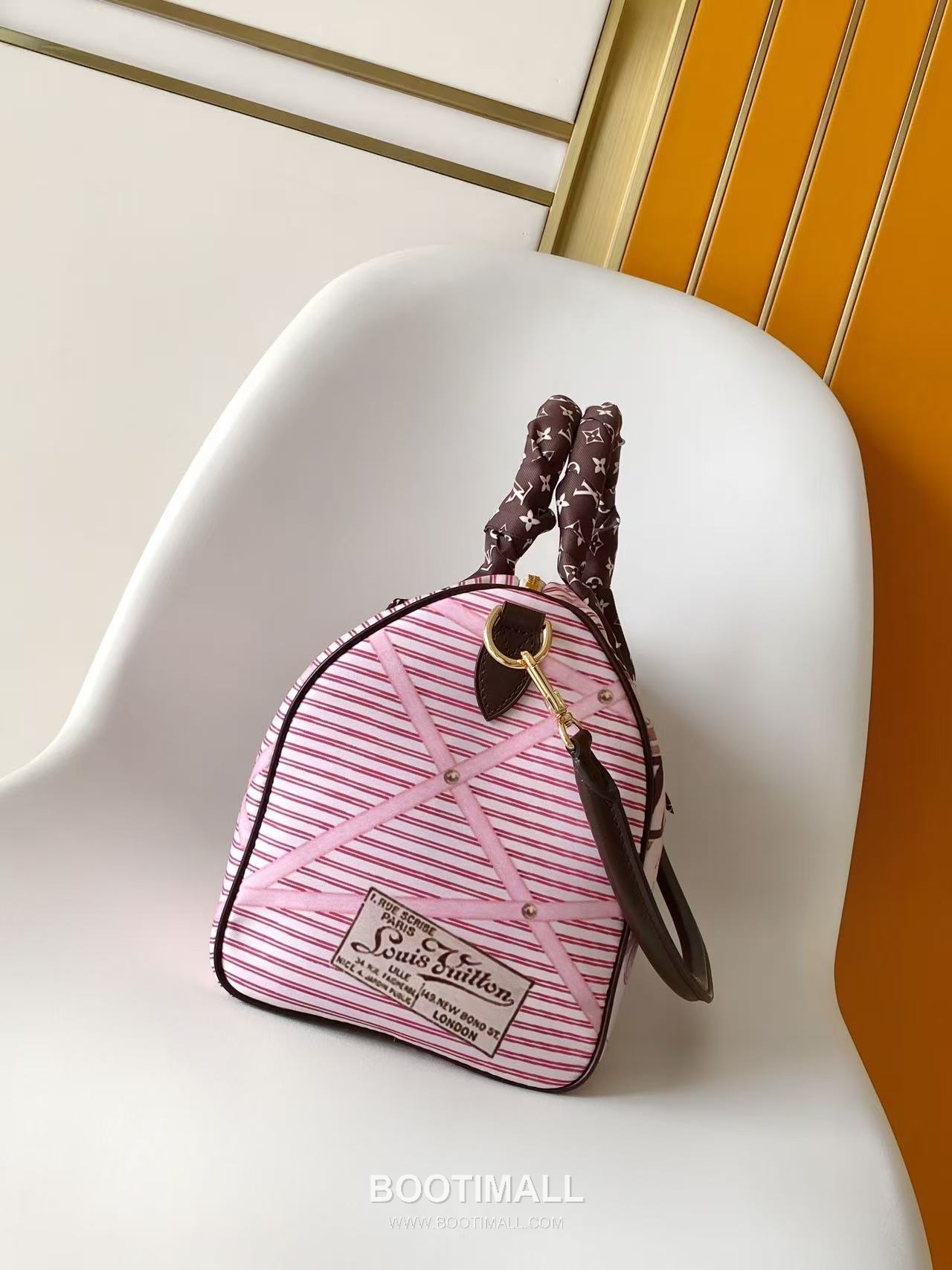 루이비통 스피디 소프트 30 보헤미안 모노그램 코팅 캔버스 오스트리치 레더 트리밍 체인 브라운 토트백 Louis Vuitton Speedy Soft 30 Boho Monogram Coated Canvas Ostrich Leather Trim Chain Brown Tote Bag M15108 30cm 2