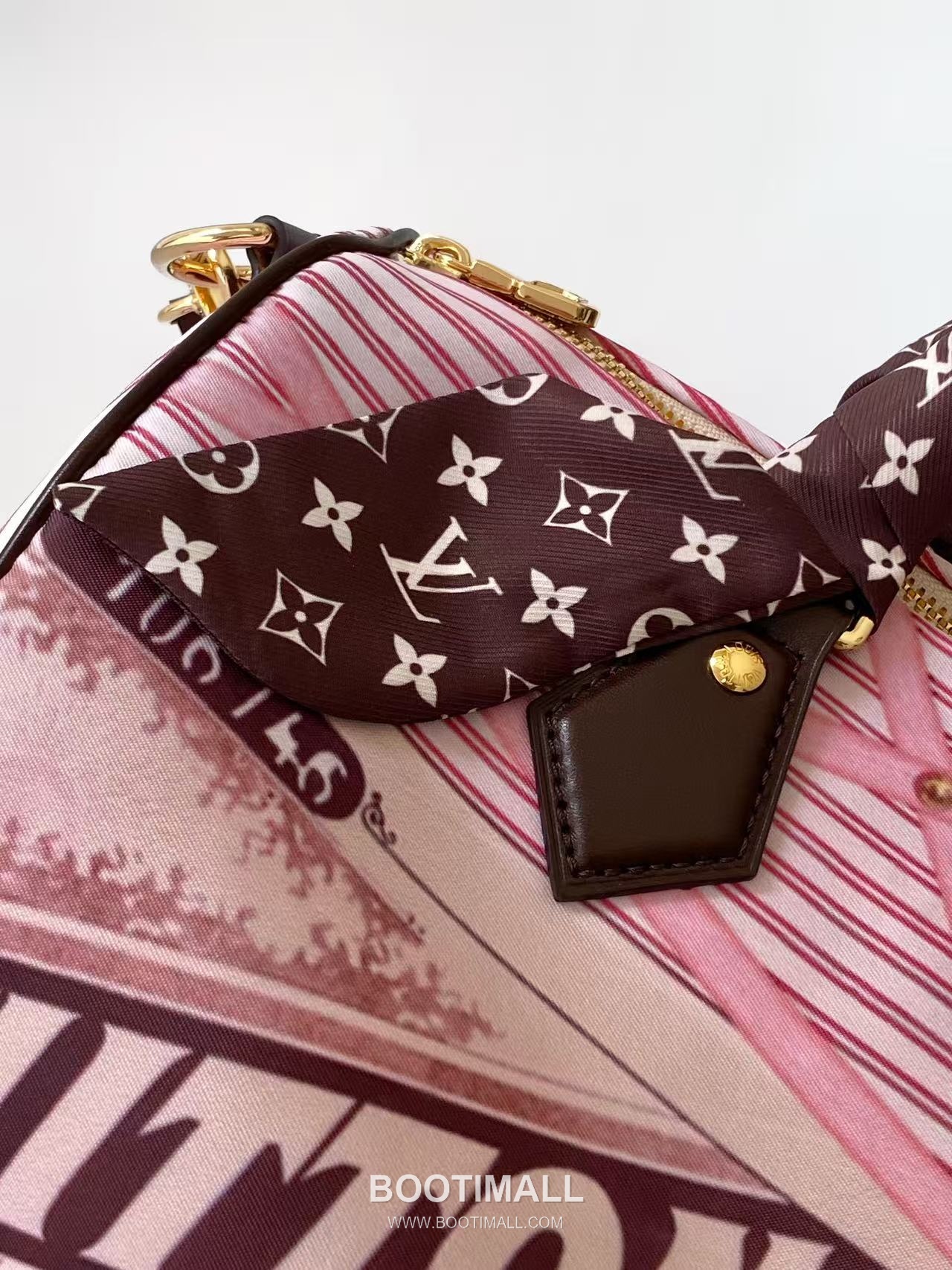 루이비통 스피디 소프트 30 보헤미안 모노그램 코팅 캔버스 오스트리치 레더 트리밍 체인 브라운 토트백 Louis Vuitton Speedy Soft 30 Boho Monogram Coated Canvas Ostrich Leather Trim Chain Brown Tote Bag M15108 30cm 5