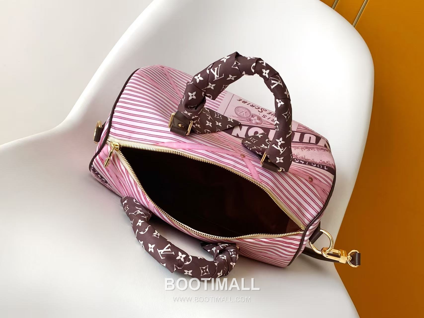 루이비통 스피디 소프트 30 보헤미안 모노그램 코팅 캔버스 오스트리치 레더 트리밍 체인 브라운 토트백 Louis Vuitton Speedy Soft 30 Boho Monogram Coated Canvas Ostrich Leather Trim Chain Brown Tote Bag M15108 30cm 8