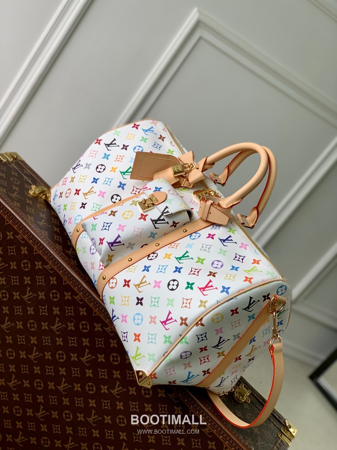 루이비통 키폴 반둘리에 45 모노그램 멀티컬러 코팅 캔버스 레더 트리밍 트렁크코너 브라운 여행가방 Louis Vuitton Keepall Bandouliere 45 Monogram Multicolor Coated Canvas Leather Trim Trunk Corner Brown Travel Bag M13742 45cm 2