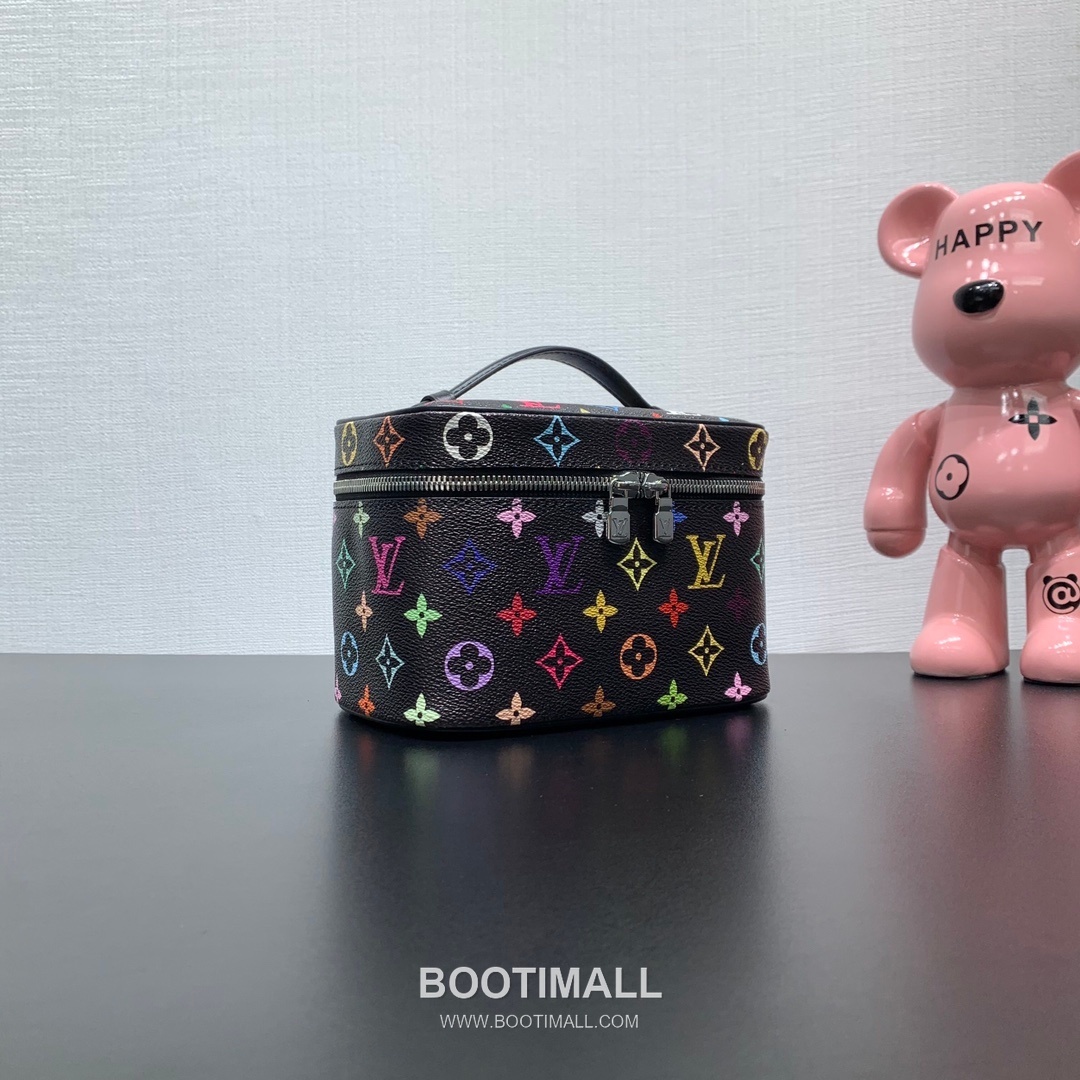 루이비통 니스 미니 모노그램 멀티컬러 코팅 캔버스 레더 핸들 브라운 파우치 Louis Vuitton Nice Mini Monogram Multicolor Coated Canvas Leather Handle Brown Pouch M13747 20cm 3