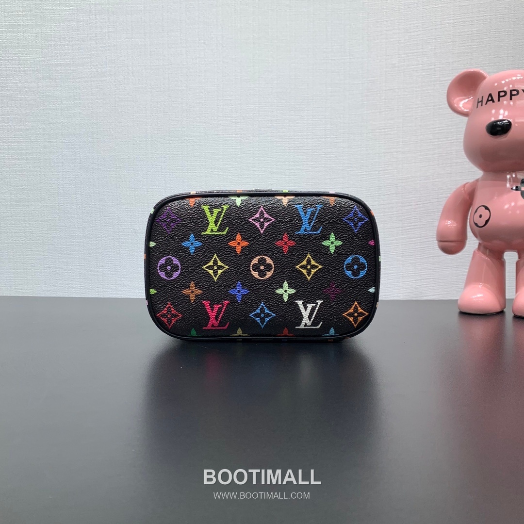 루이비통 니스 미니 모노그램 멀티컬러 코팅 캔버스 레더 핸들 브라운 파우치 Louis Vuitton Nice Mini Monogram Multicolor Coated Canvas Leather Handle Brown Pouch M13747 20cm 5