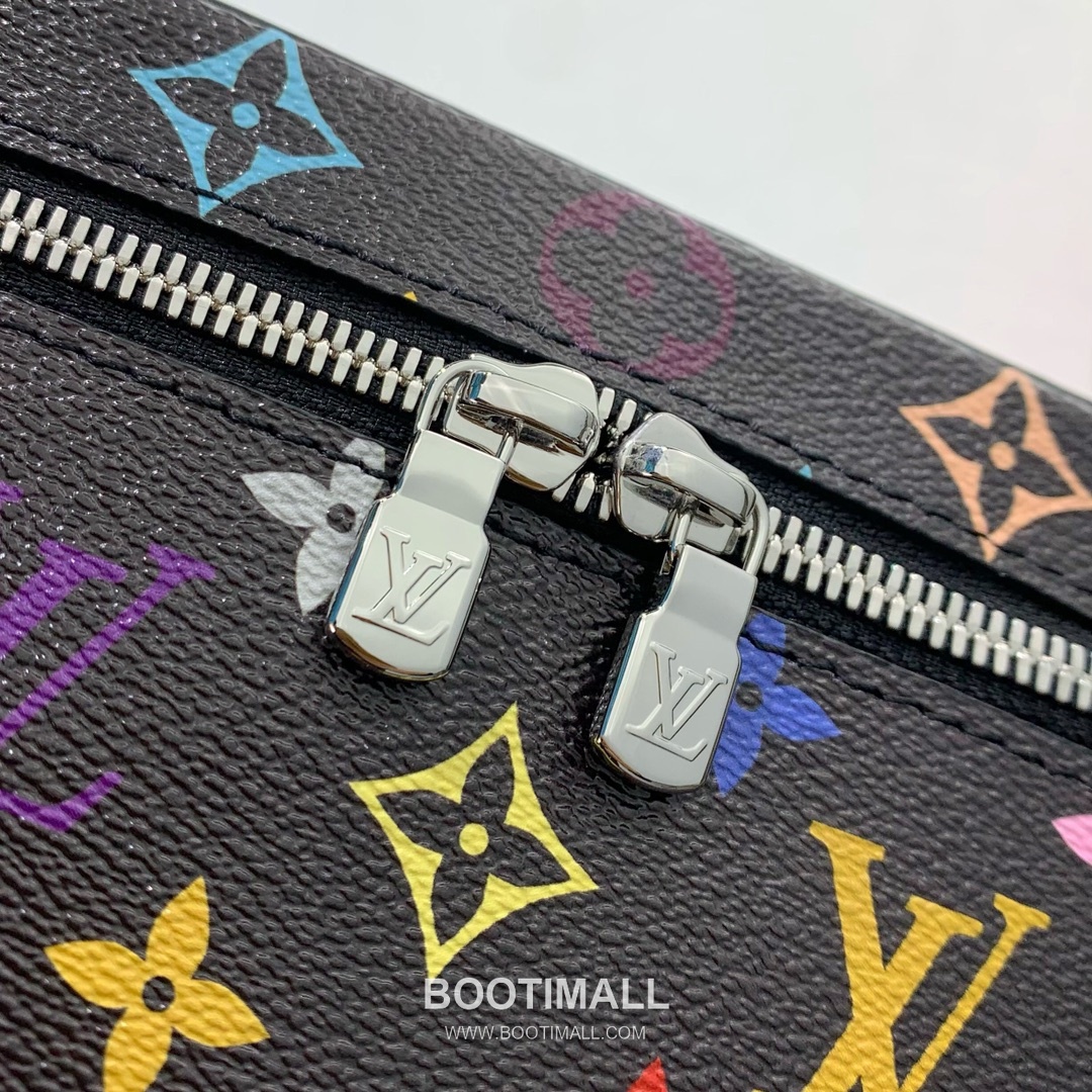 루이비통 니스 미니 모노그램 멀티컬러 코팅 캔버스 레더 핸들 브라운 파우치 Louis Vuitton Nice Mini Monogram Multicolor Coated Canvas Leather Handle Brown Pouch M13747 20cm 8