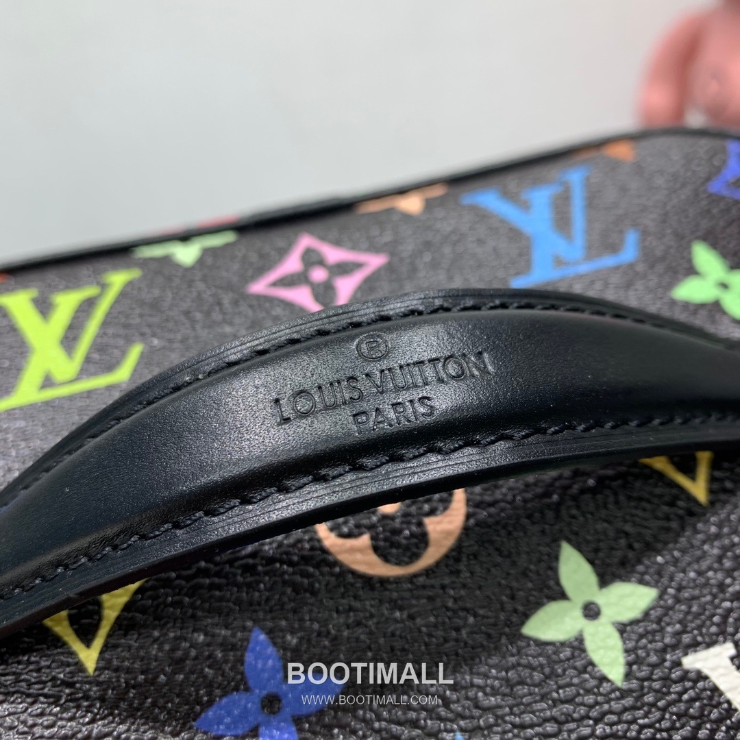 루이비통 니스 미니 모노그램 멀티컬러 코팅 캔버스 레더 핸들 브라운 파우치 Louis Vuitton Nice Mini Monogram Multicolor Coated Canvas Leather Handle Brown Pouch M13747 20cm 9