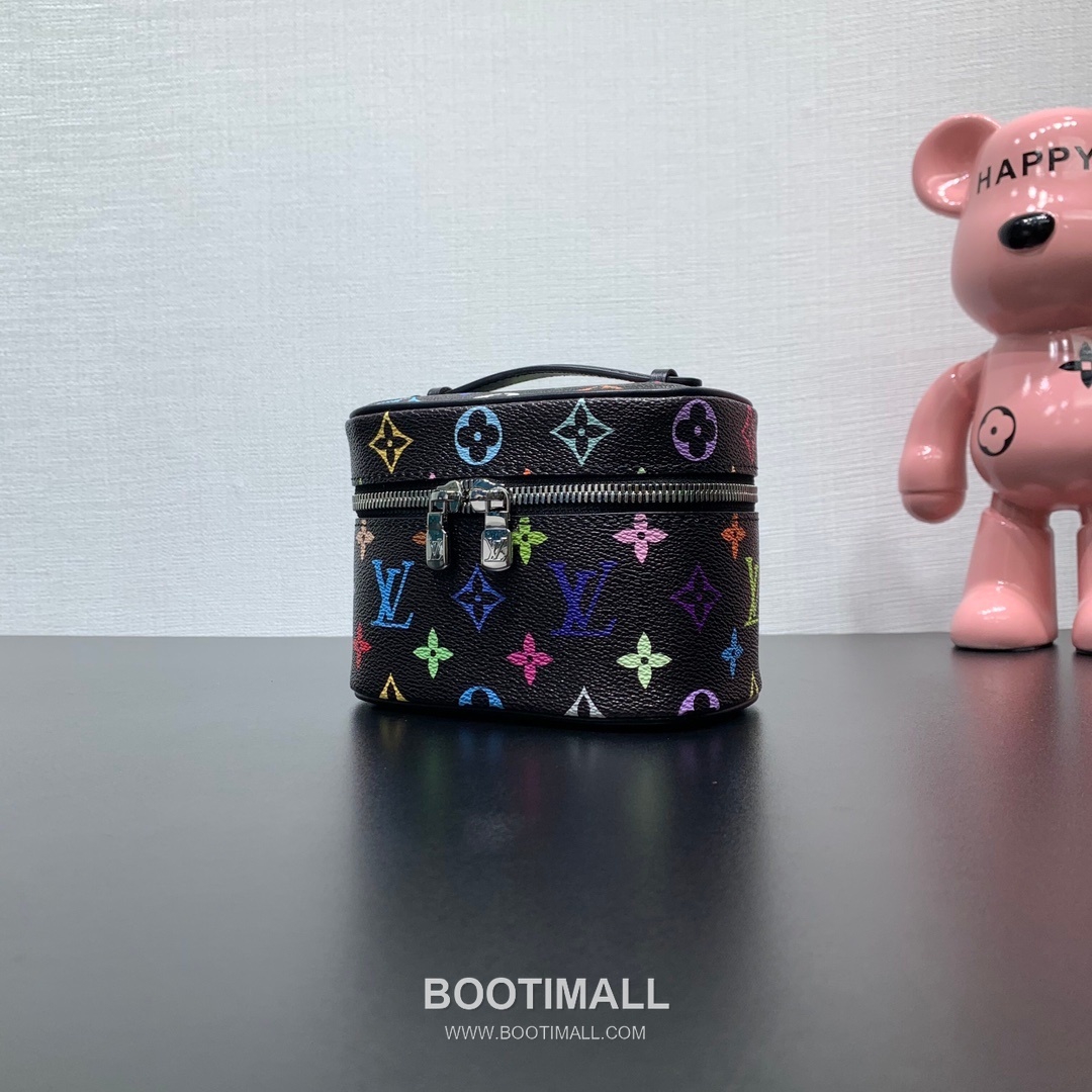 루이비통 니스 나노 모노그램 멀티컬러 코팅 캔버스 레더 핸들 브라운 파우치 Louis Vuitton Nice Nano Monogram Multicolor Coated Canvas Leather Handle Brown Pouch M14033 14cm 2