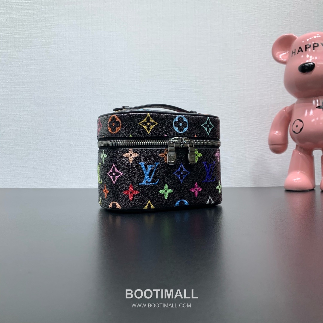 루이비통 니스 나노 모노그램 멀티컬러 코팅 캔버스 레더 핸들 브라운 파우치 Louis Vuitton Nice Nano Monogram Multicolor Coated Canvas Leather Handle Brown Pouch M14033 14cm 3