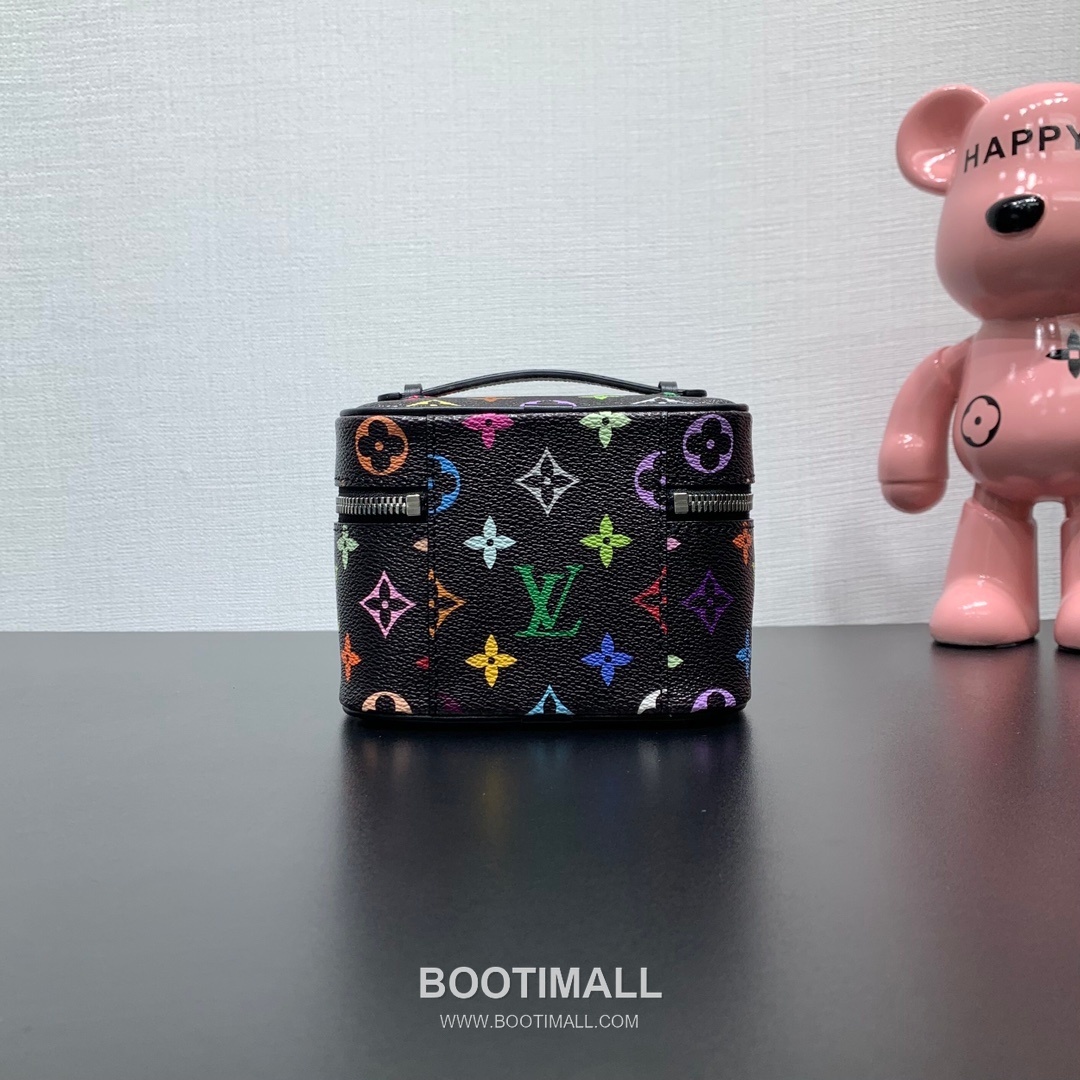 루이비통 니스 나노 모노그램 멀티컬러 코팅 캔버스 레더 핸들 브라운 파우치 Louis Vuitton Nice Nano Monogram Multicolor Coated Canvas Leather Handle Brown Pouch M14033 14cm 4