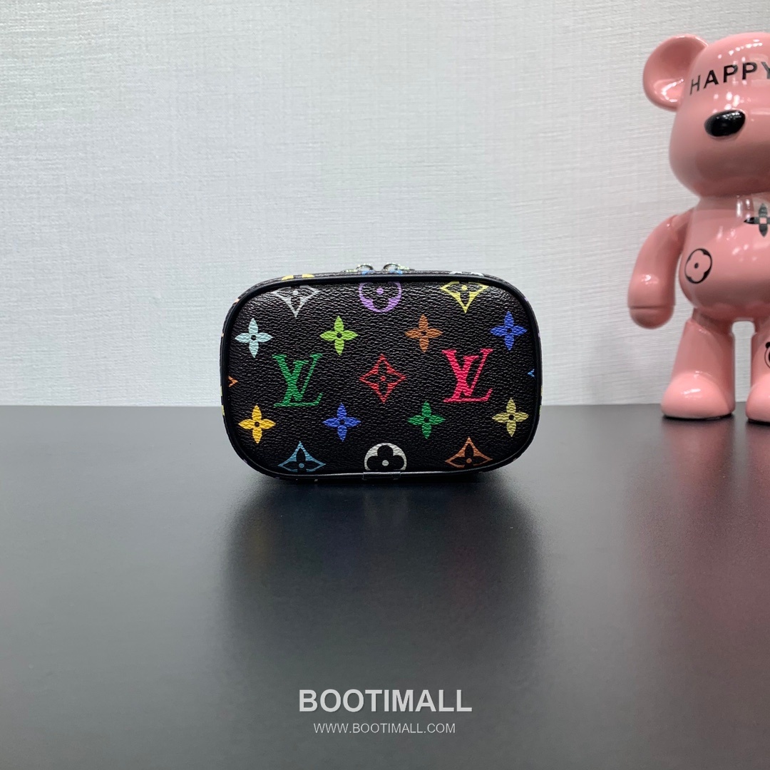 루이비통 니스 나노 모노그램 멀티컬러 코팅 캔버스 레더 핸들 브라운 파우치 Louis Vuitton Nice Nano Monogram Multicolor Coated Canvas Leather Handle Brown Pouch M14033 14cm 5