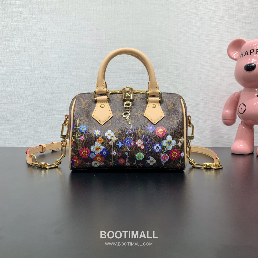 루이비통 스피디 반둘리에 20 모노그램 멀티컬러 캔버스 레더 트리밍 체인 브라운 더플백 Louis Vuitton Speedy Bandouliere 20 Monogram Multicolor Canvas Leather Trim Chain Brown Duffle Bag M14175 20.5cm 1