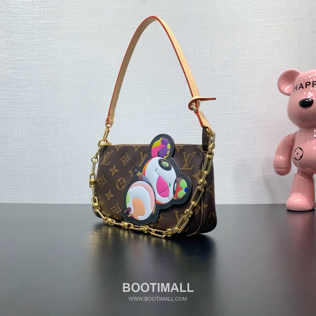 루이비통 포쉐트 악세수아 모노그램 멀티컬러 캔버스 판다 프린트 체인 브라운 숄더백 Louis Vuitton Pochette Accessoires Monogram Multicolor Canvas Panda Print Chain Brown Shoulder Bag M13440 22cm 2