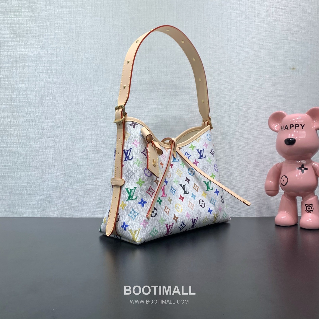 루이비통 캐리올 스몰 모노그램 멀티컬러 코팅 캔버스 레더 트리밍 보우디테일 브라운 숄더백 Louis Vuitton CarryAll Small Monogram Multicolor Coated Canvas Leather Trim Bow Detail Brown Shoulder Bag M13661 29cm 2