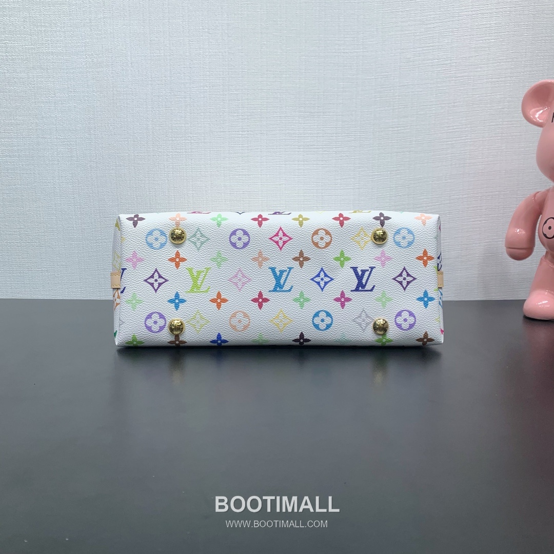 루이비통 캐리올 스몰 모노그램 멀티컬러 코팅 캔버스 레더 트리밍 보우디테일 브라운 숄더백 Louis Vuitton CarryAll Small Monogram Multicolor Coated Canvas Leather Trim Bow Detail Brown Shoulder Bag M13661 29cm 3