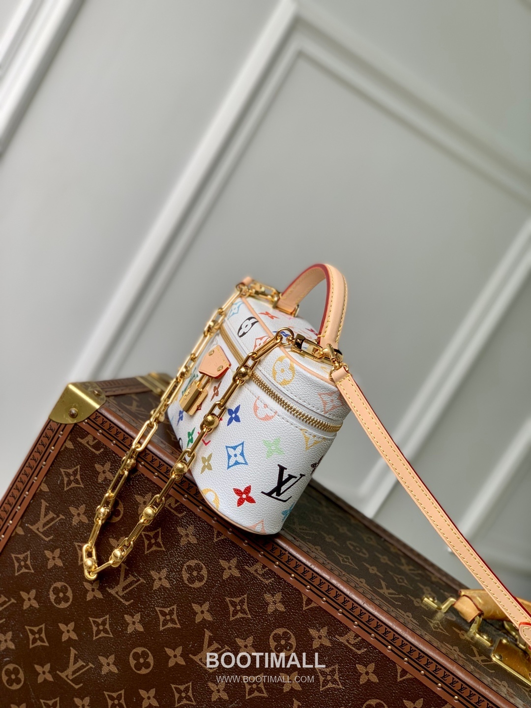 루이비통 바니티 파우치 모노그램 멀티컬러 코팅 캔버스 레더 트리밍 체인 브라운 숄더백 Louis Vuitton Vanity Pouch Monogram Multicolor Coated Canvas Leather Trim Chain Brown Shoulder Bag M13662 19cm 2