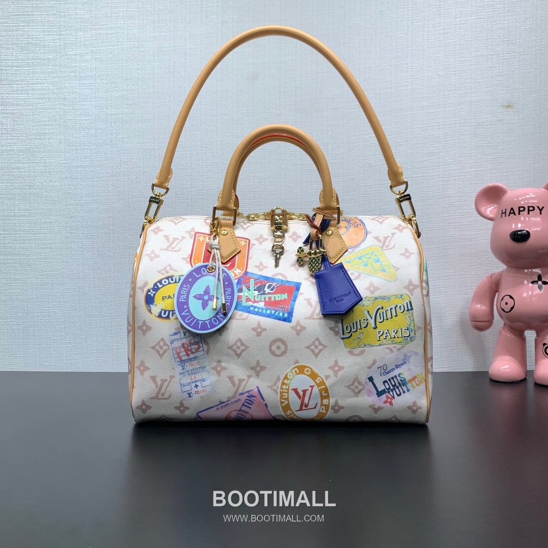 루이비통 스피디 소프트 30 모노그램 듄 캔버스 레더 트리밍 에어플레인 참 브라운 토트백 Louis Vuitton Speedy Soft 30 Monogram Dune Canvas Leather Trim Airplane Charm Brown Tote Bag M14587 30cm 1