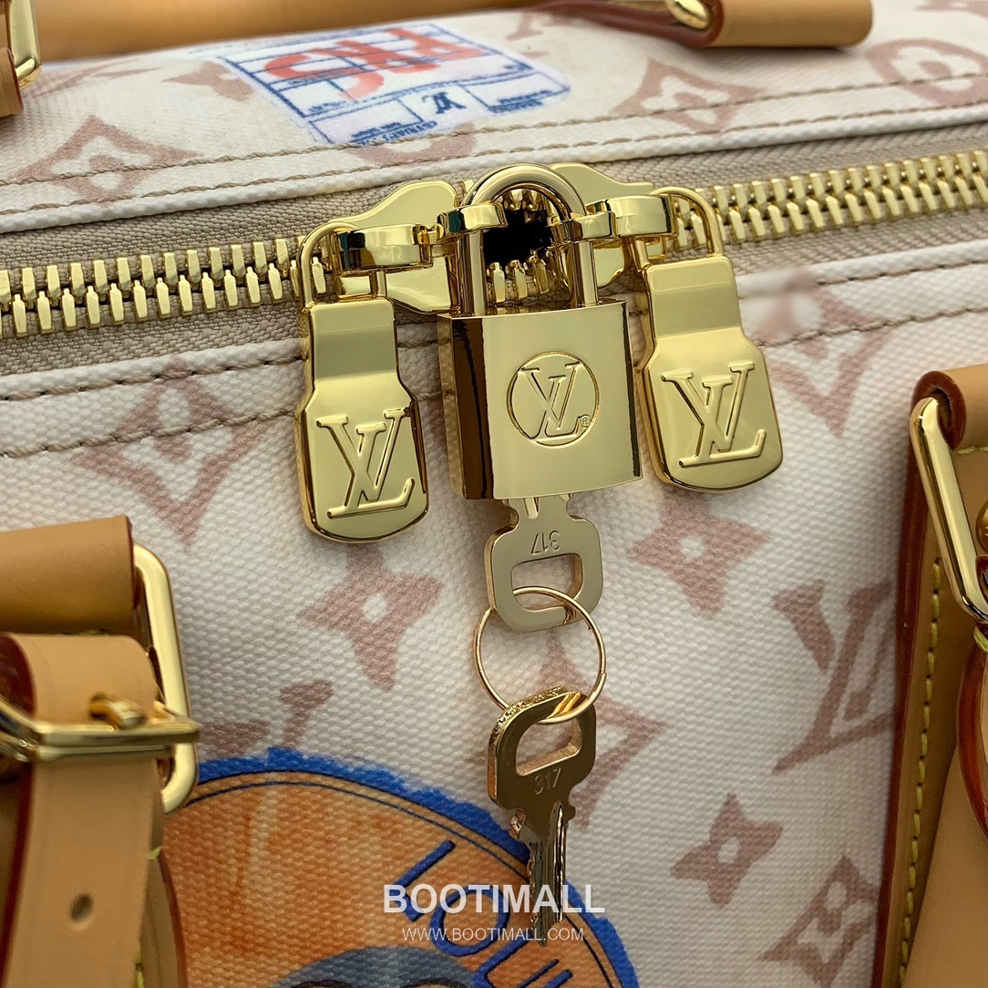 루이비통 키폴 반둘리에 45 모노그램 듄 캔버스 레더 트리밍 트래블 패치 브라운 여행가방 Louis Vuitton Keepall Bandouliere 45 Monogram Dune Canvas Leather Trim Travel Patch Brown Duffle Bag M14736 45cm 6