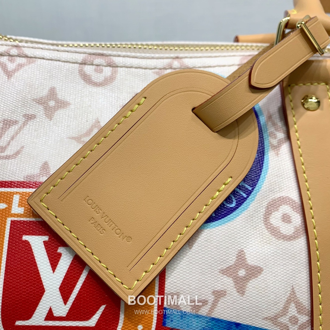 루이비통 키폴 반둘리에 45 모노그램 듄 캔버스 레더 트리밍 트래블 패치 브라운 여행가방 Louis Vuitton Keepall Bandouliere 45 Monogram Dune Canvas Leather Trim Travel Patch Brown Duffle Bag M14736 45cm 7