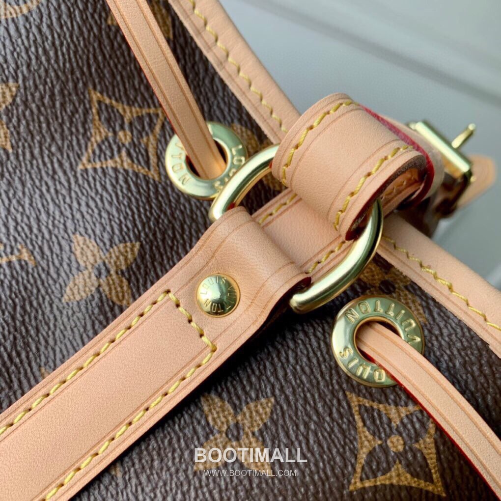 루이비통 노에 BB 모노그램 코팅 캔버스 레더 트리밍 브라운 버킷백 Louis Vuitton Noe BB Monogram Coated Canvas Leather Trim Brown Bucket Bag N40818 27cm 6