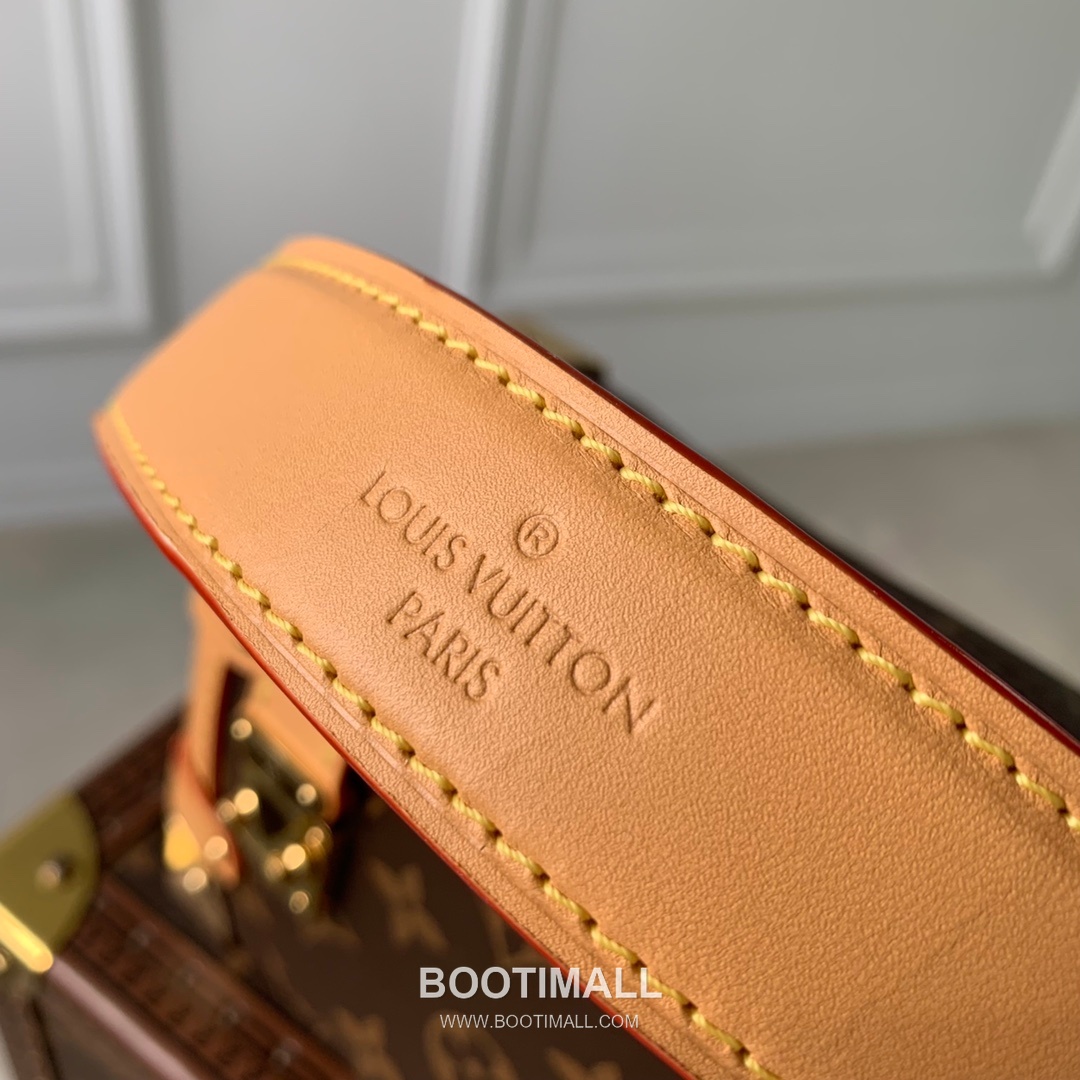 루이비통 사이드 트렁크 PM 모노그램 캔버스 레더 트리밍 브라운 숄더백 Louis Vuitton Side Trunk PM Monogram Canvas Leather Trim Brown Shoulder Bag M46815 18cm 7