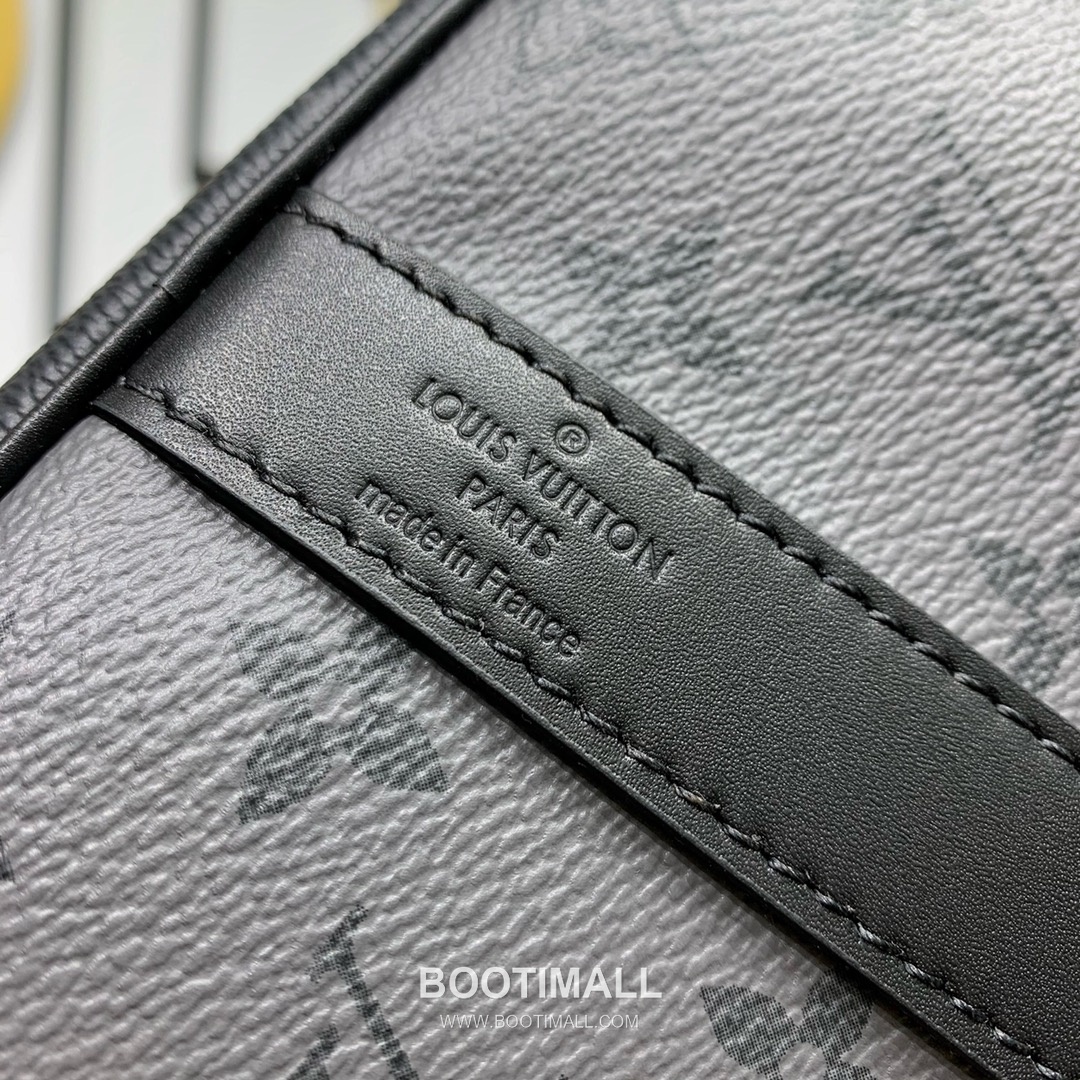 루이비통 키폴 반둘리에 35 모노그램 이클립스 코팅 캔버스 레더 트리밍 블랙 더플백 Louis Vuitton Keepall Bandouliere 35 Monogram Eclipse Coated Canvas Leather Trim Black Duffle Bag M46655 34cm 9