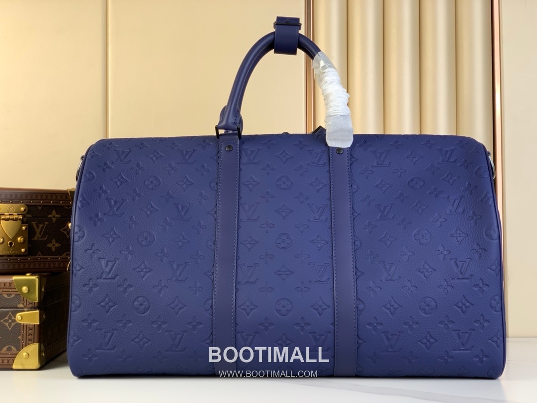 루이비통 키폴 반둘리에 50 타우릴론 엠보싱 모노그램 레더 네이비 더플백 Louis Vuitton Keepall Bandouliere 50 Taurillon Embossed Monogram Leather Navy Duffle Bag M11495 50cm 3