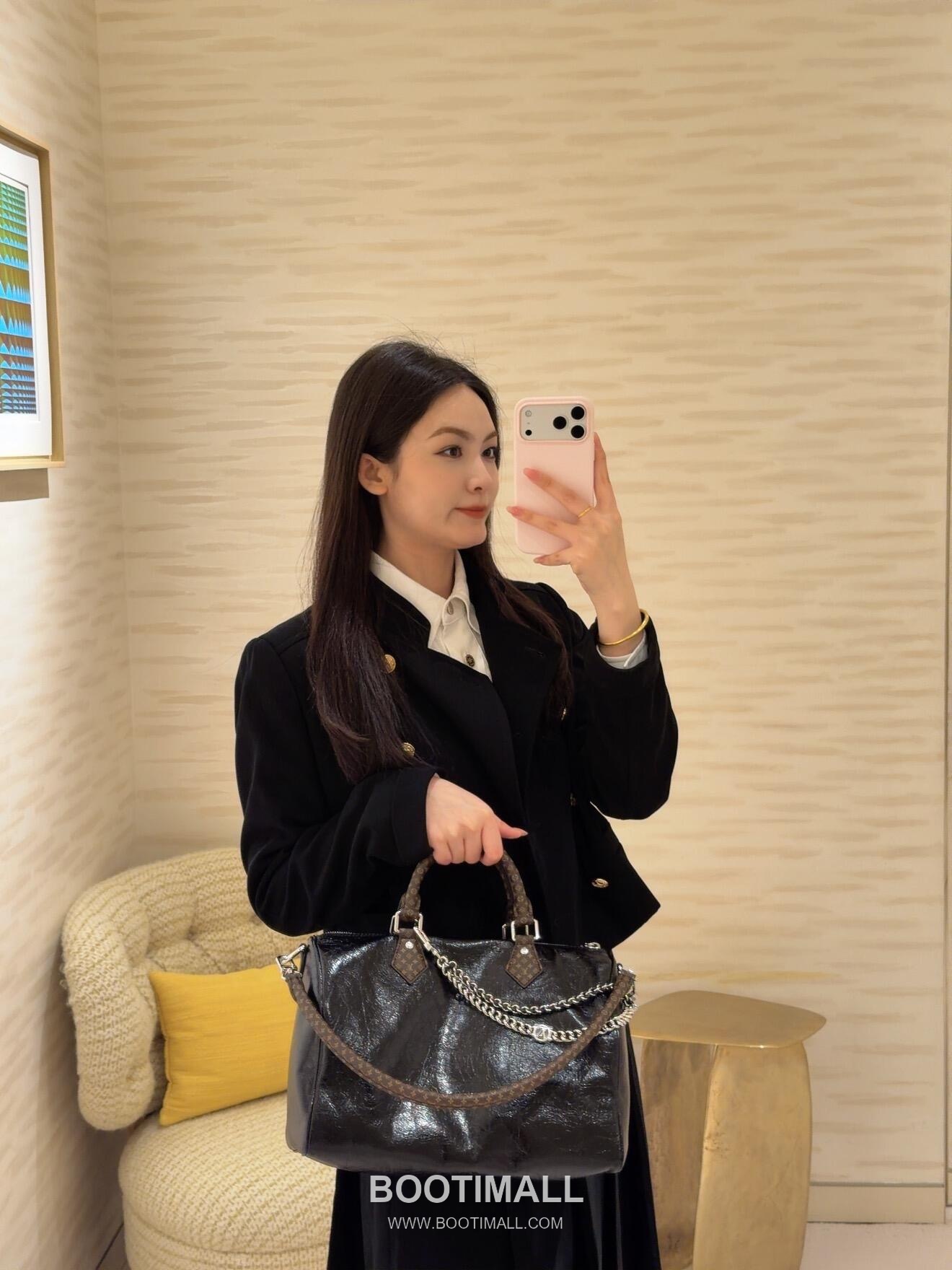 루이비통 수입원단 메탈디테일 소프트 블랙 보스턴 토트백 Louis Vuitton Imported Fabric Metal Detail Soft Black Boston Tote Bag M29419 30cm 3
