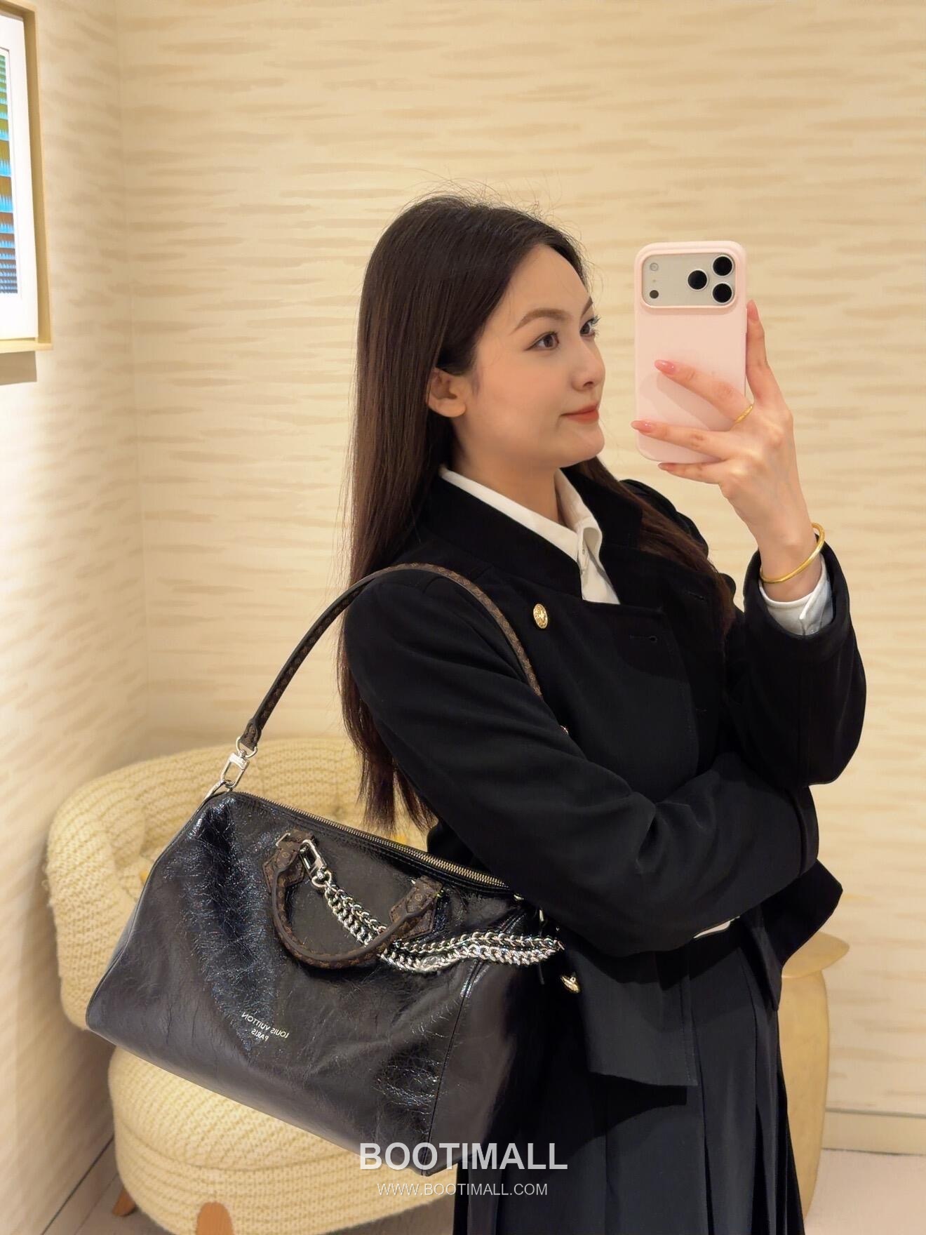 루이비통 수입원단 메탈디테일 소프트 블랙 보스턴 토트백 Louis Vuitton Imported Fabric Metal Detail Soft Black Boston Tote Bag M29419 30cm 6