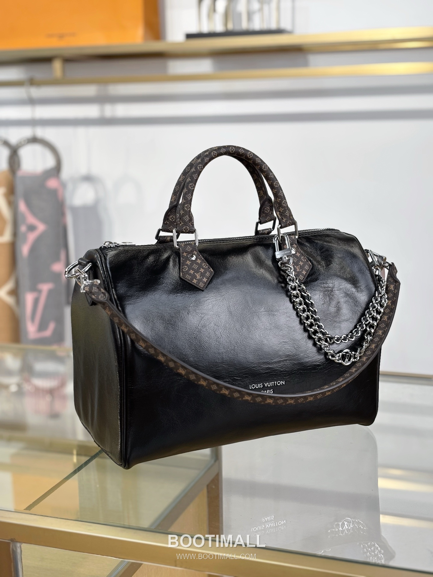 루이비통 수입원단 메탈디테일 소프트 블랙 보스턴 토트백 Louis Vuitton Imported Fabric Metal Detail Soft Black Boston Tote Bag M29419 30cm 9