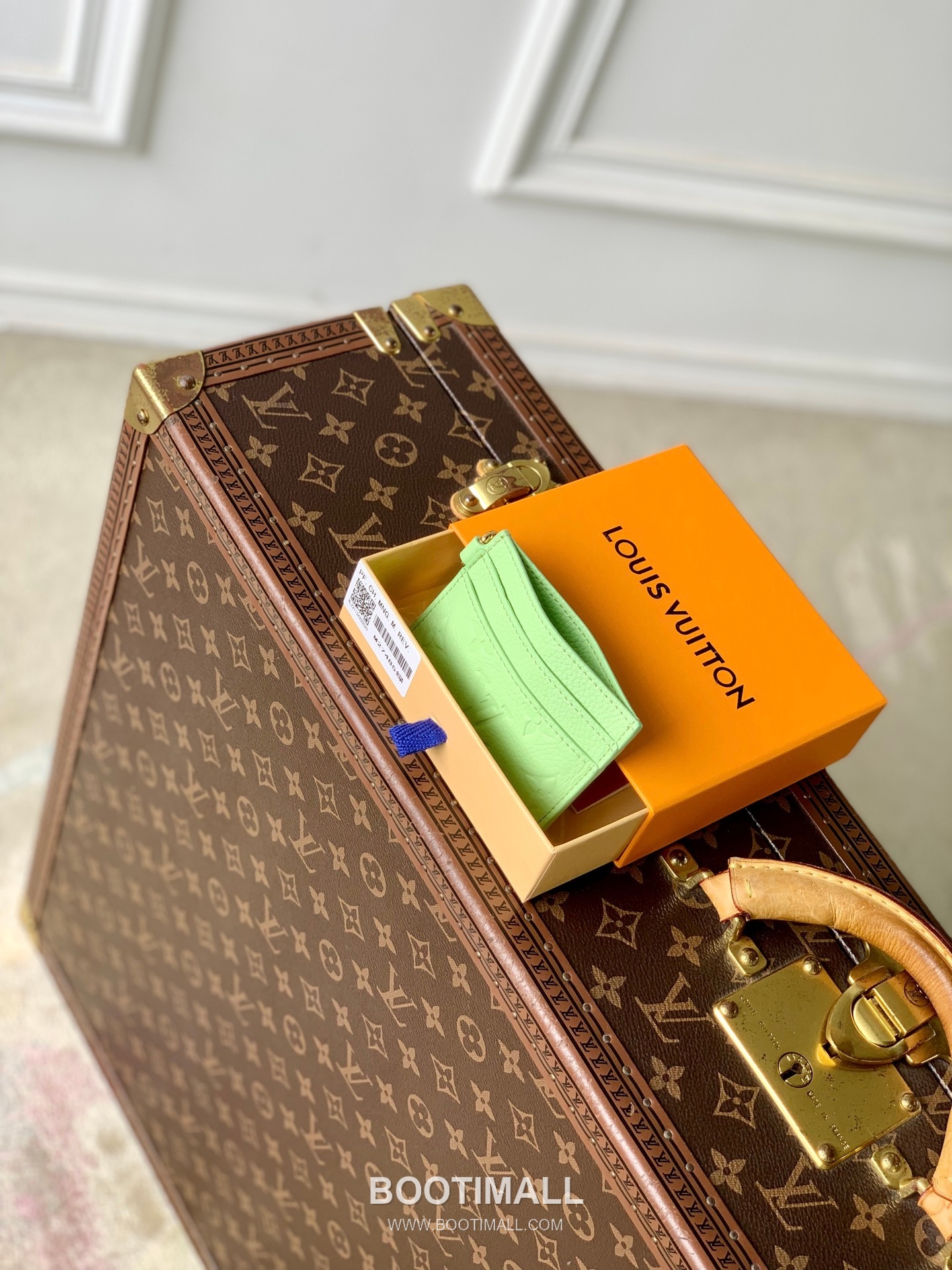 루이비통 모노그램 앙프렝뜨 레더 LV참 카드슬롯 그린 카드지갑 Louis Vuitton Monogram Empreinte Leather LV Charm Card Slot Green Card Holder M27485 10.2cm 9