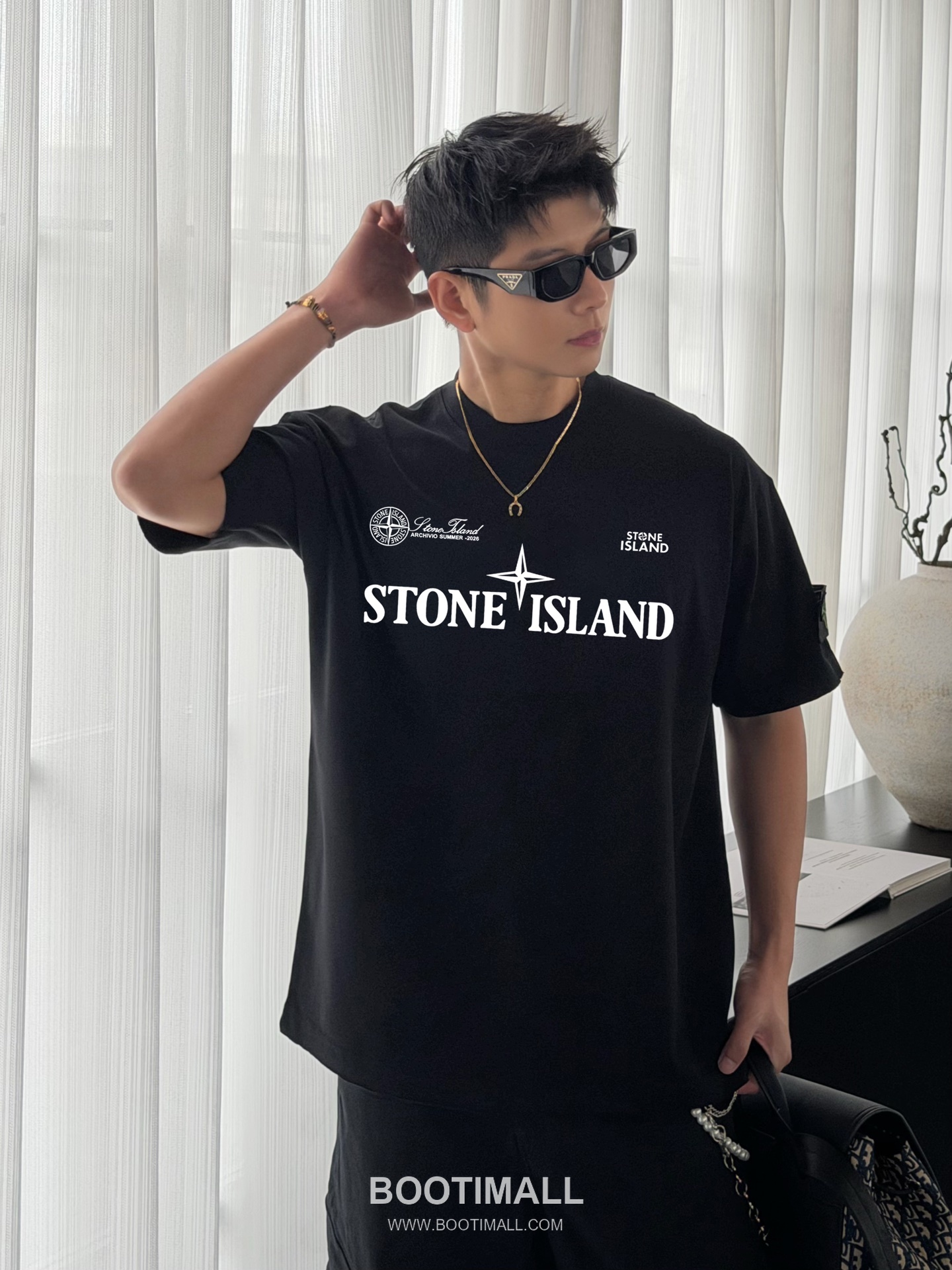 스톤아일랜드 2026SS 헤비코튼 로고패치 오버핏 반팔 블랙 티셔츠 Stone Island 2026 SS Heavy Cotton Logo Patch Oversized Short Sleeve Black T-Shirt 6