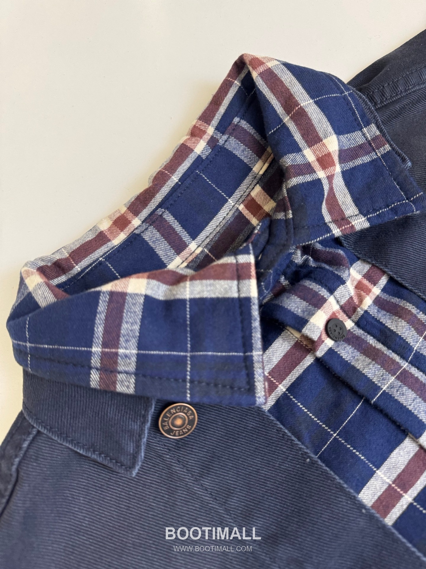 발렌시아가 2026SS 체크 셔츠 레이어드 데님 루즈핏 롱슬리브 블루 재킷 Balenciaga 2026 SS Check Shirt Layered Denim Loose Fit Long Sleeve Blue Jacket 5