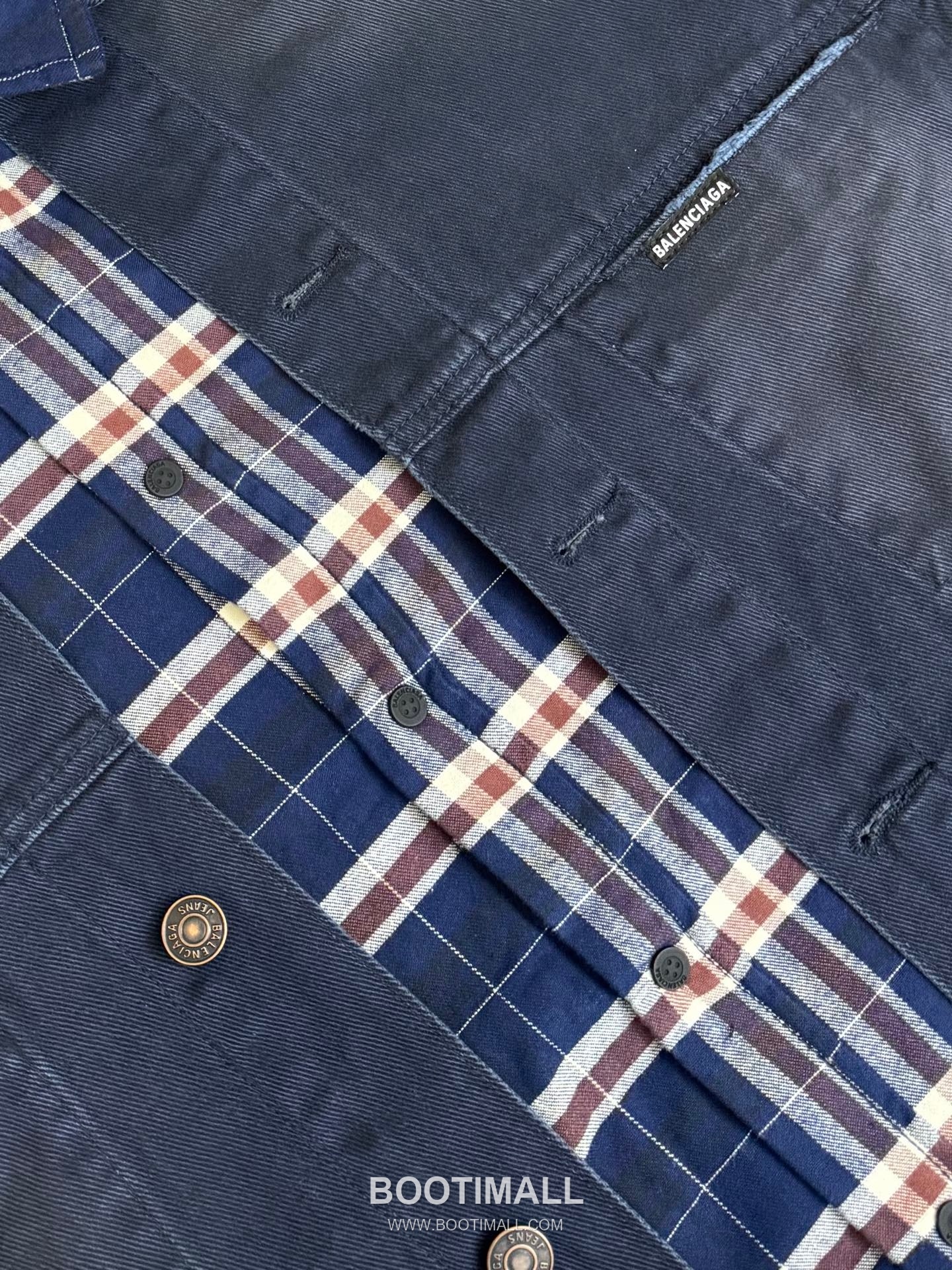 발렌시아가 2026SS 체크 셔츠 레이어드 데님 루즈핏 롱슬리브 블루 재킷 Balenciaga 2026 SS Check Shirt Layered Denim Loose Fit Long Sleeve Blue Jacket 6