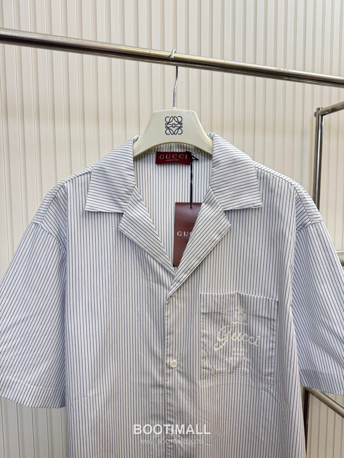 구찌 2026SS 크라운 로고프린트 스트라이프 반팔 셔츠 쇼츠 세트 블루 Gucci 2026 SS Crown Logo Print Stripe Short Sleeve Shirt Shorts Set Blue 3