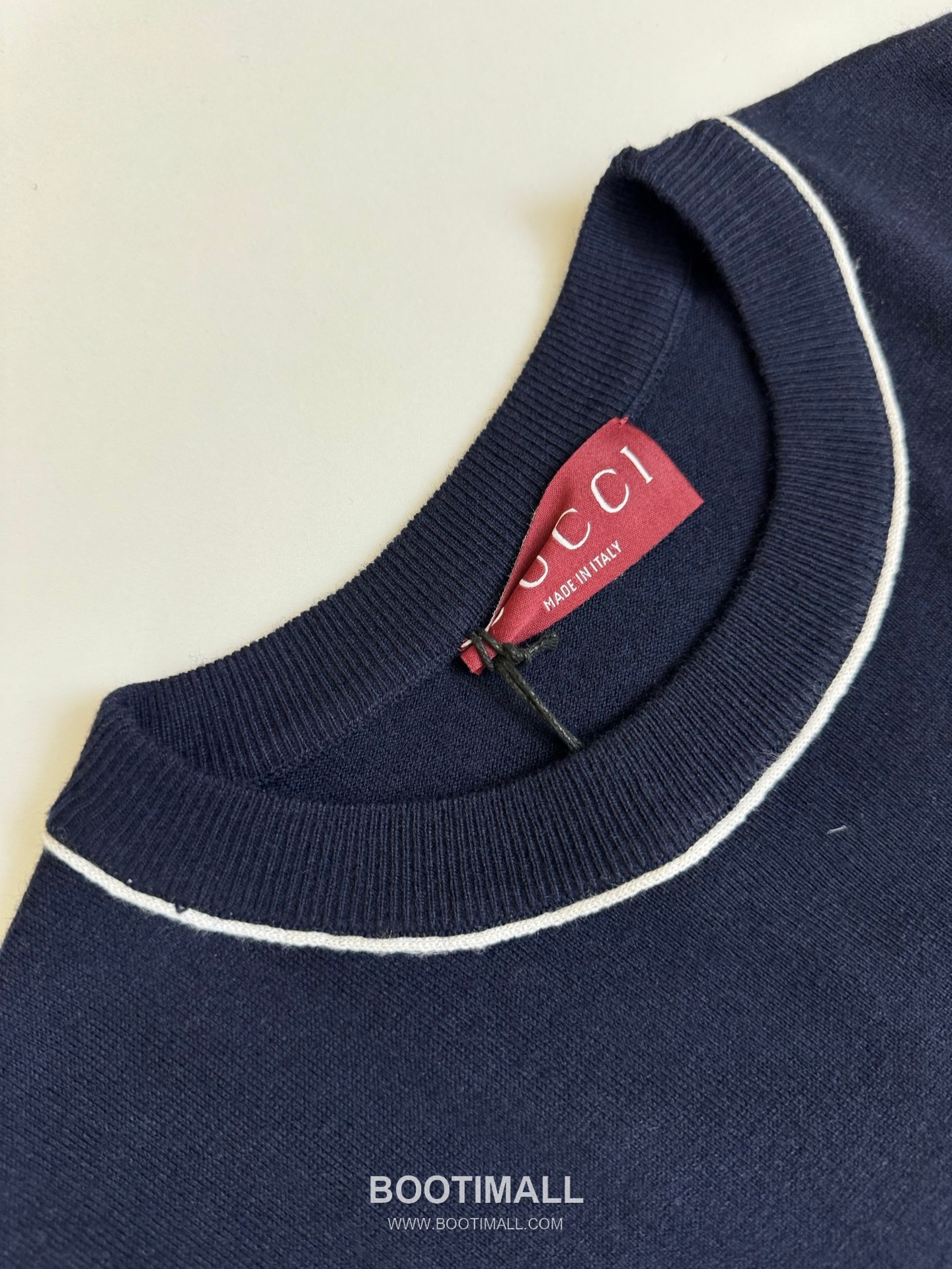 구찌 2026SS 레터 스트라이프 인타르시아 니트 레귤러핏 반팔 네이비 티셔츠 Gucci 2026 SS Letter Stripe Intarsia Knit Regular Fit Short Sleeve Blue T-Shirt 5